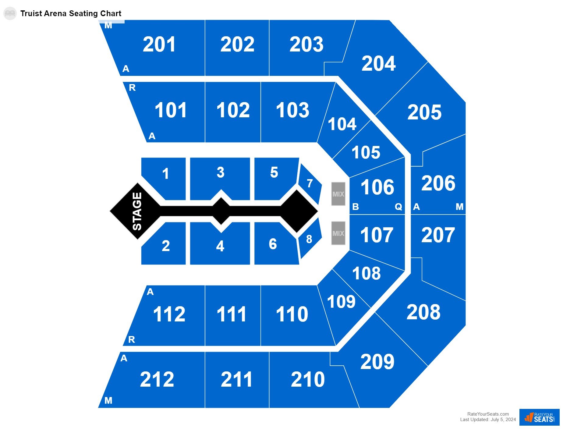 Interactive seating chart Concert seating chart at Truist Arena