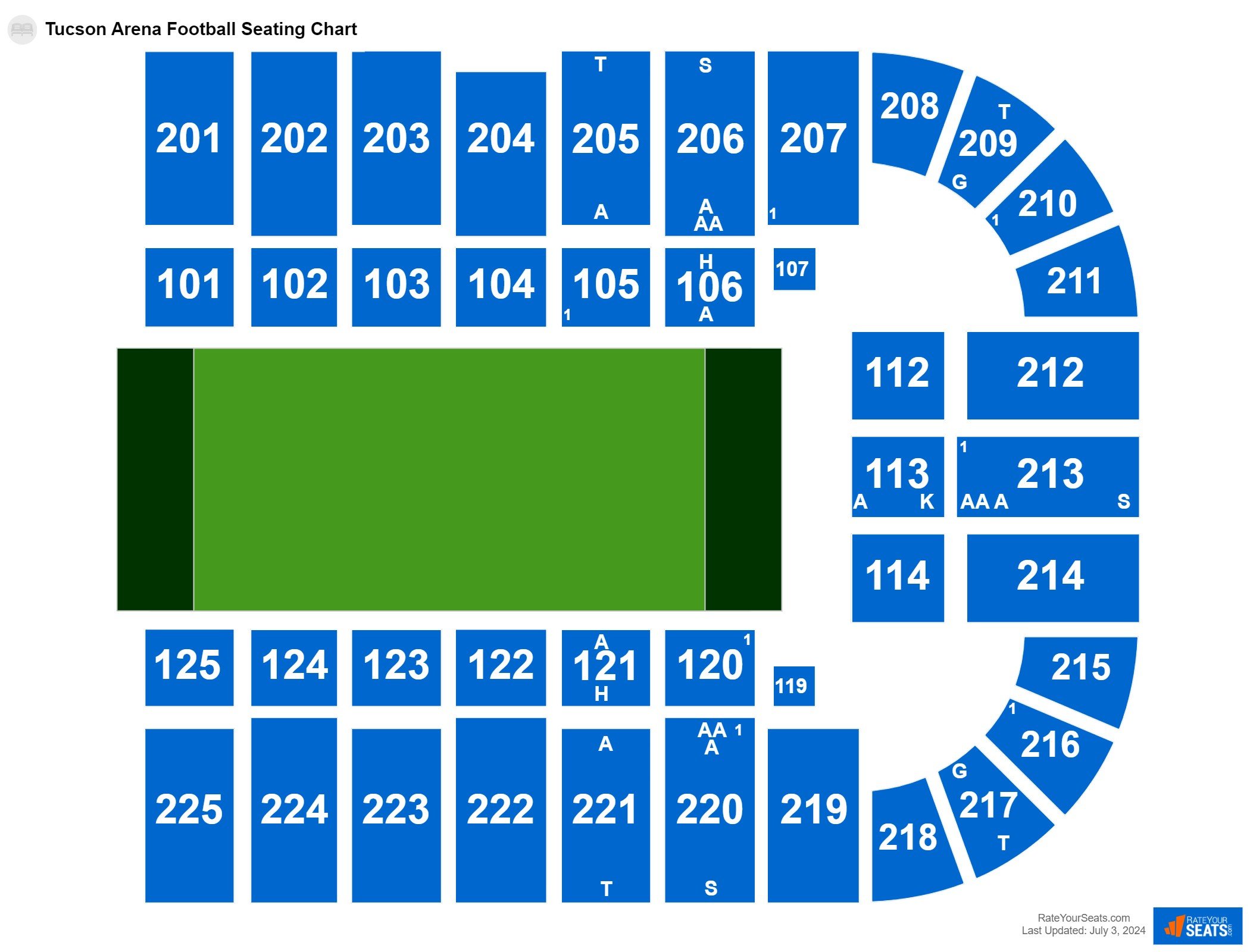 Interactive seating chart Football seating chart at Tucson Arena