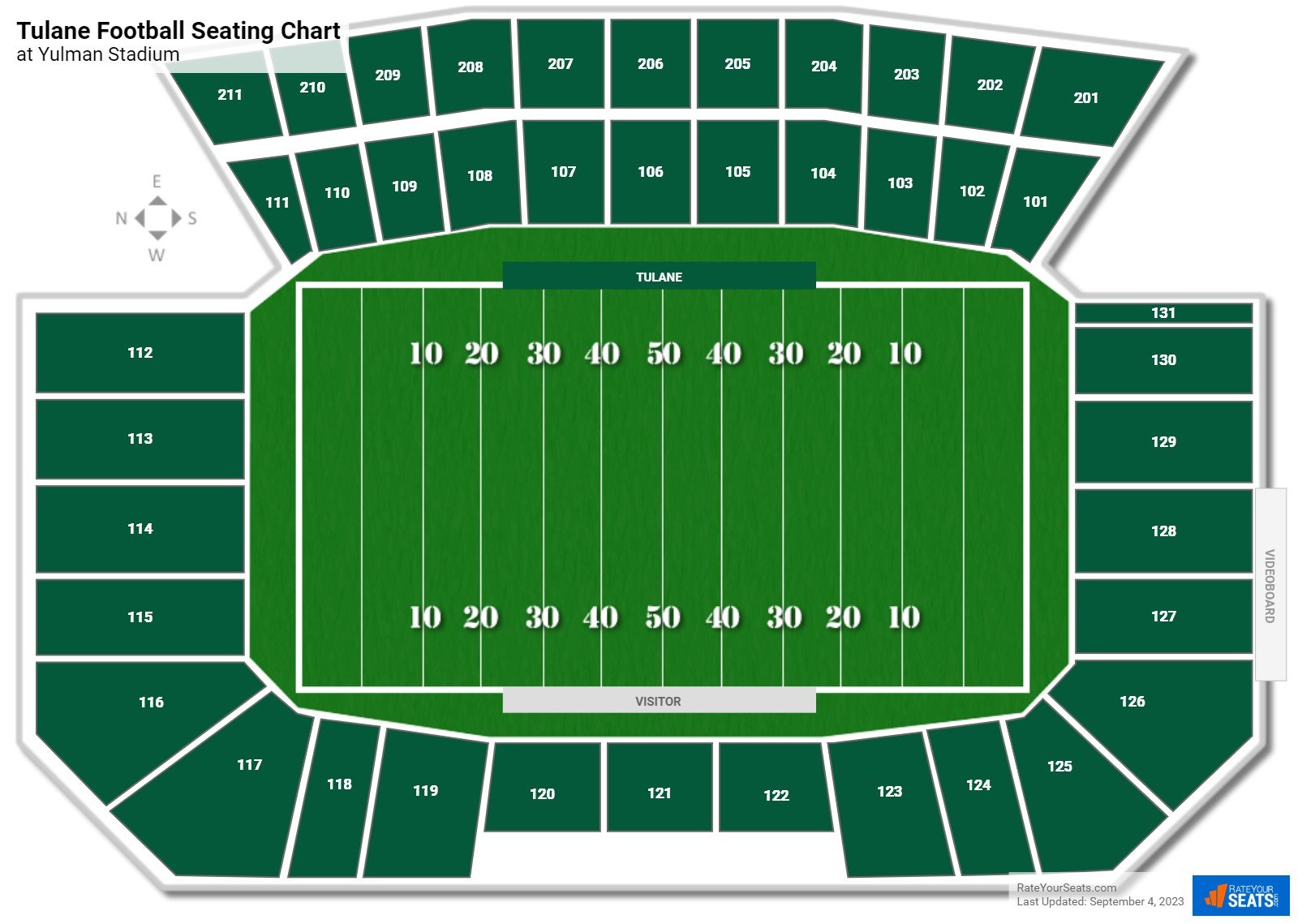 Tulane Green Wave Seating Chart at Yulman Stadium