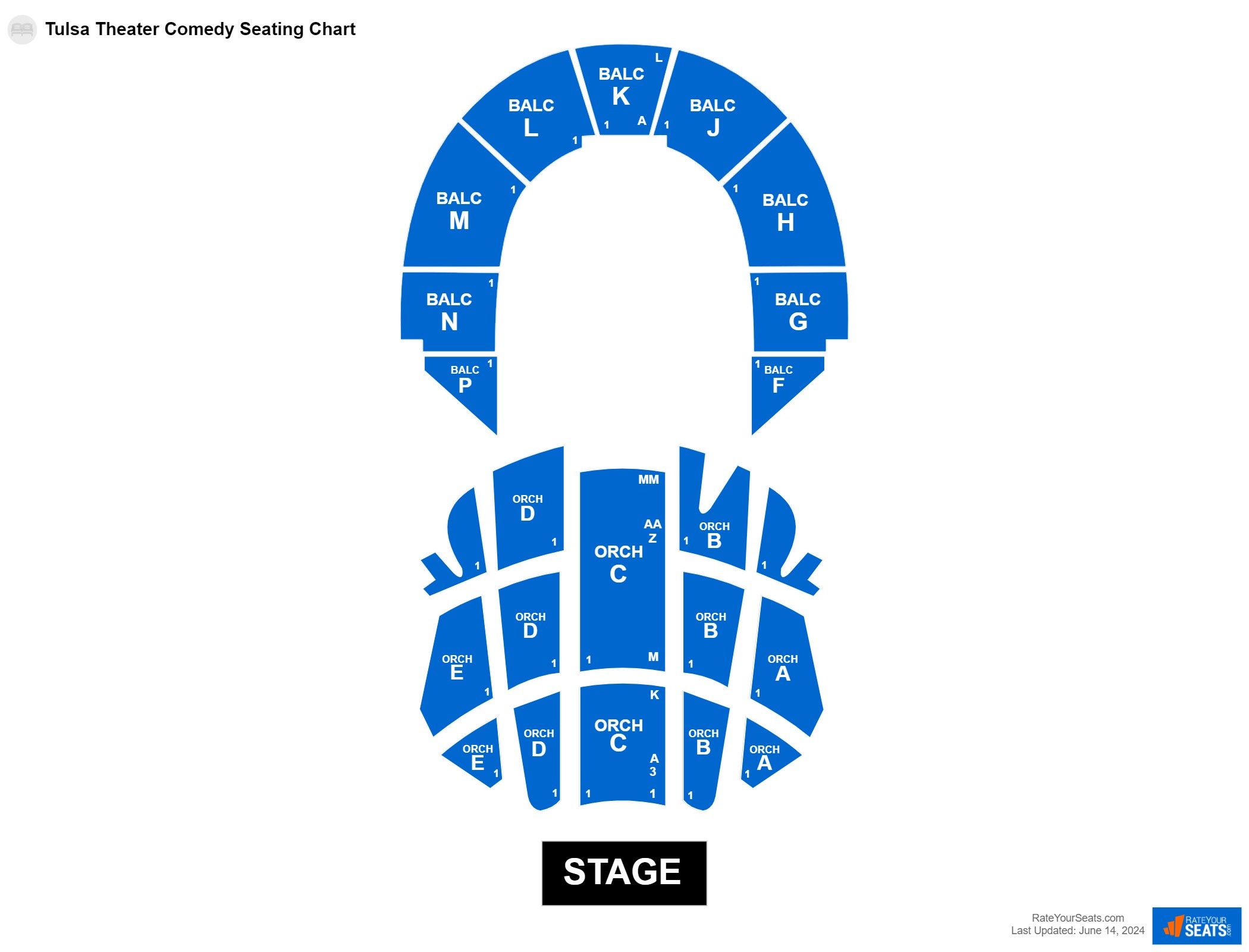 Interactive seating chart Comedy seating chart at Tulsa Theater