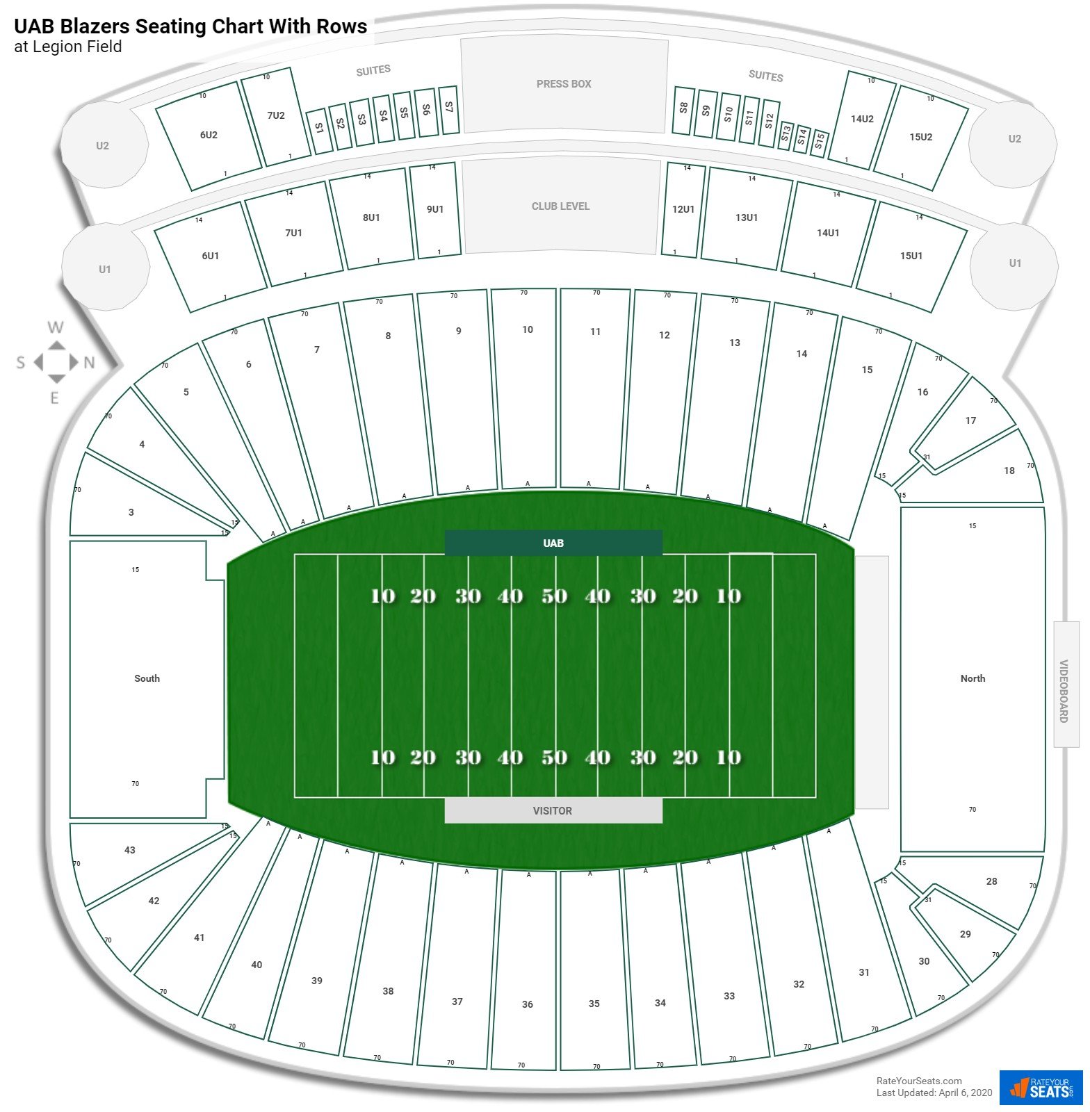 Legion Field seating chart with row numbers