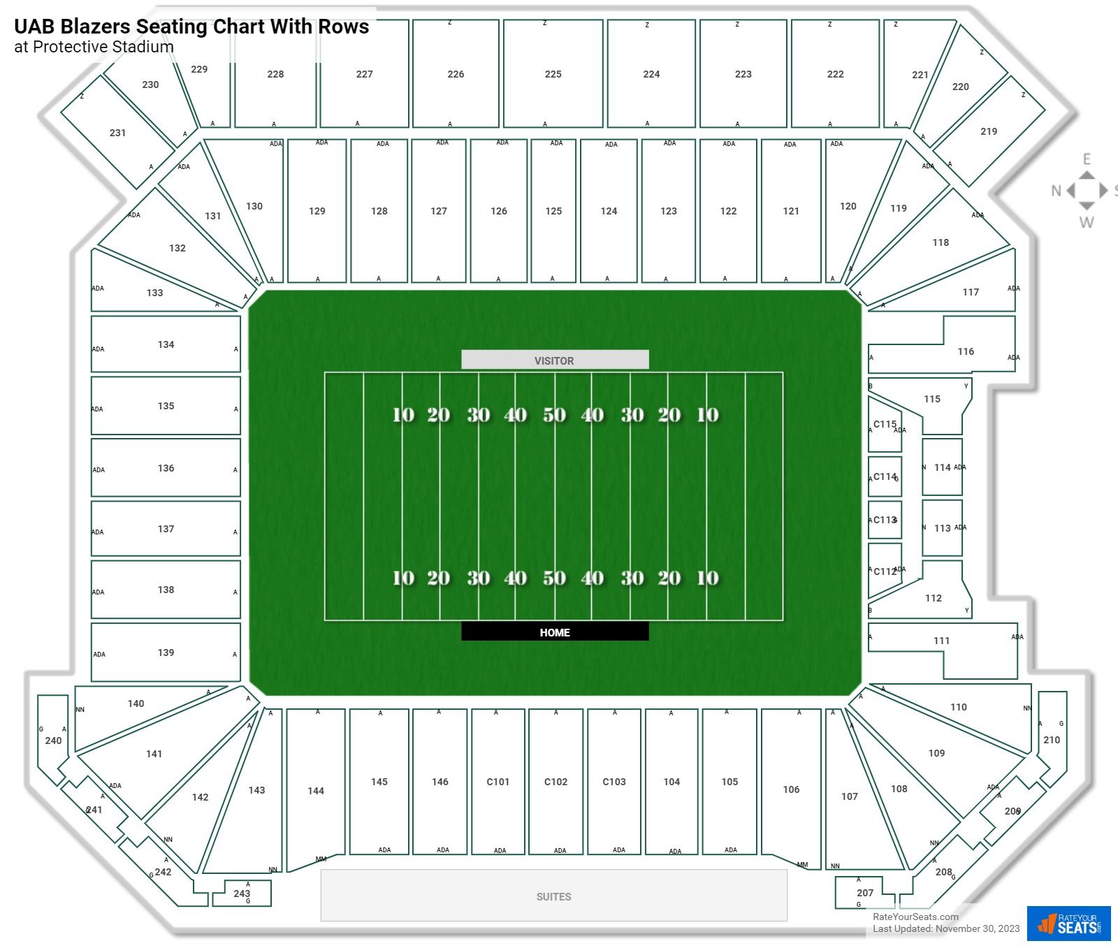 Protective Stadium seating chart with row numbers