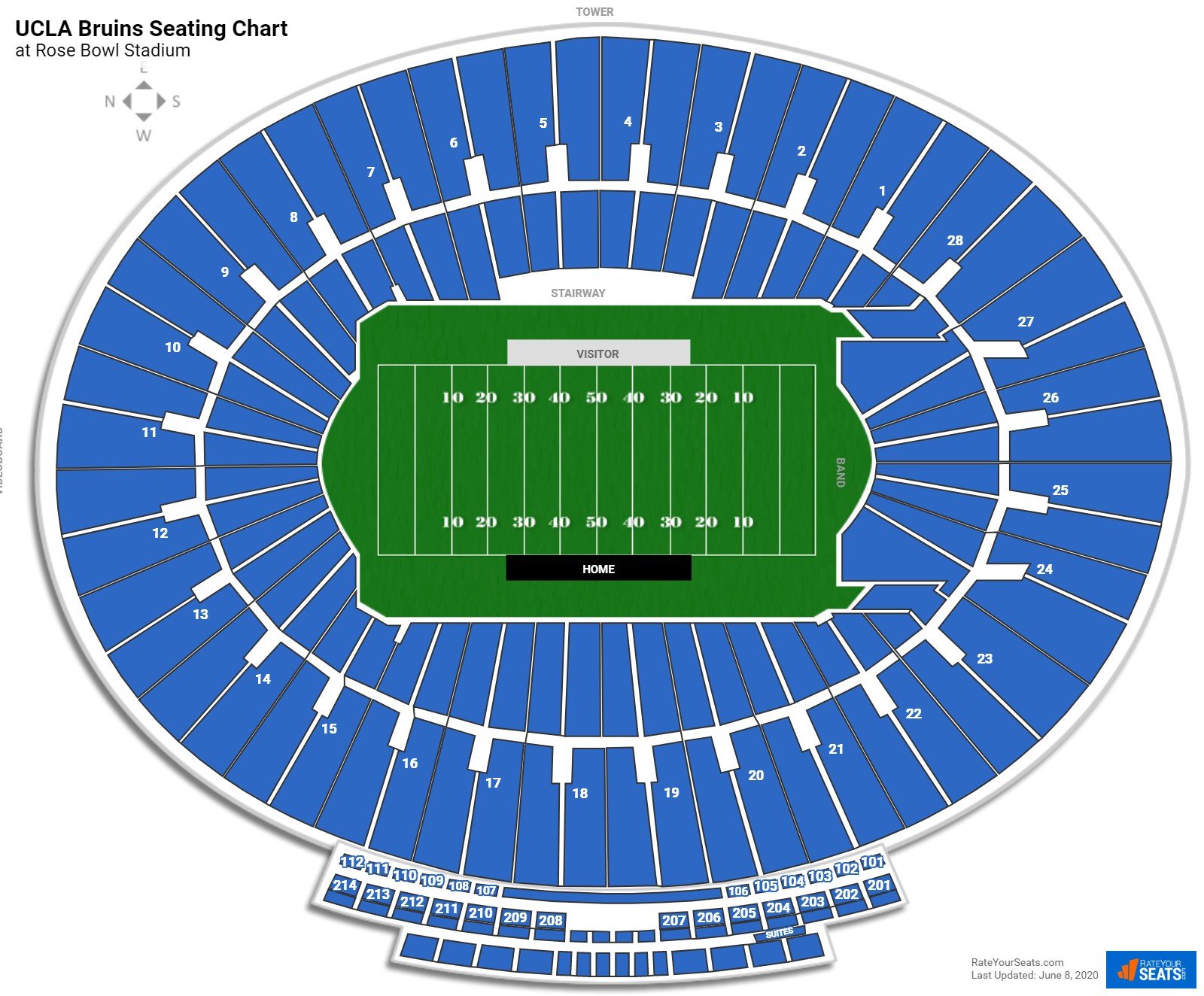 Ucla Bruins Seating Chart At Rose Bowl Stadium 
