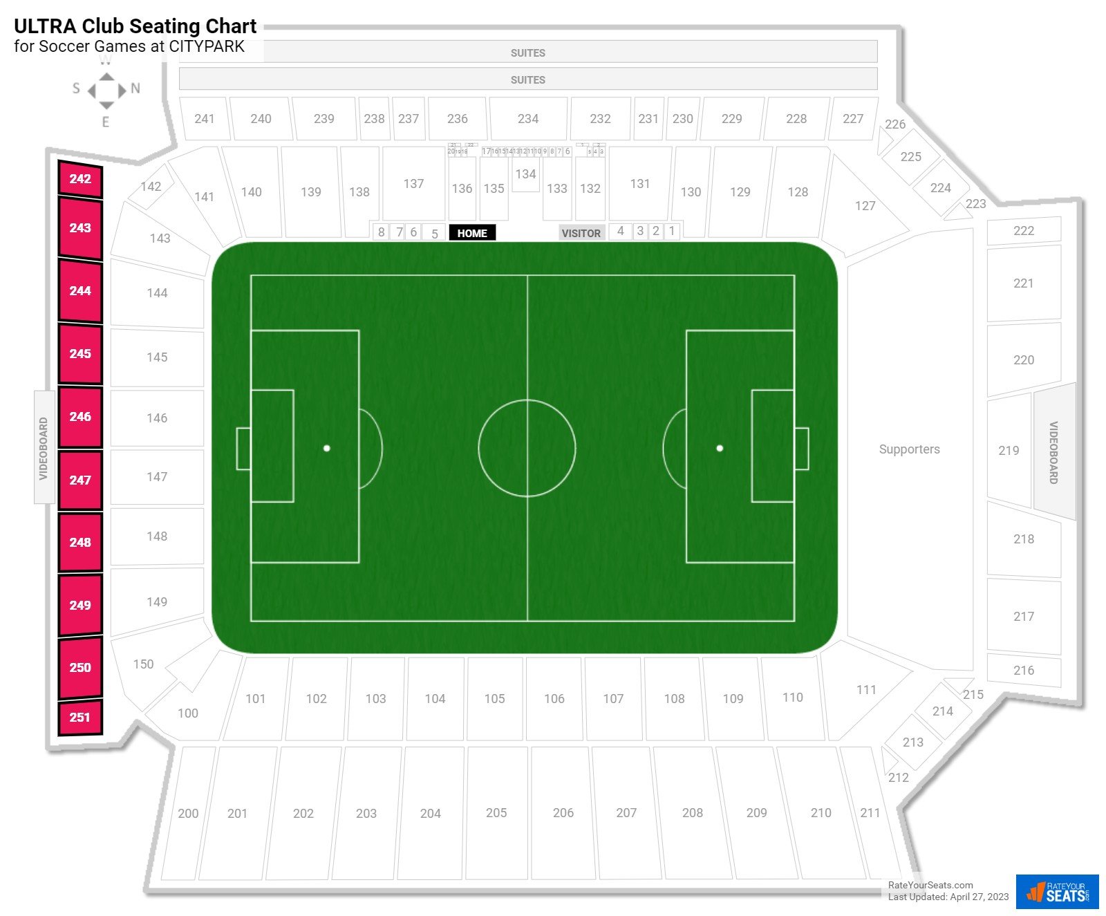 click to enlarge Soccer ULTRA Club Seating Chart at Energizer Park