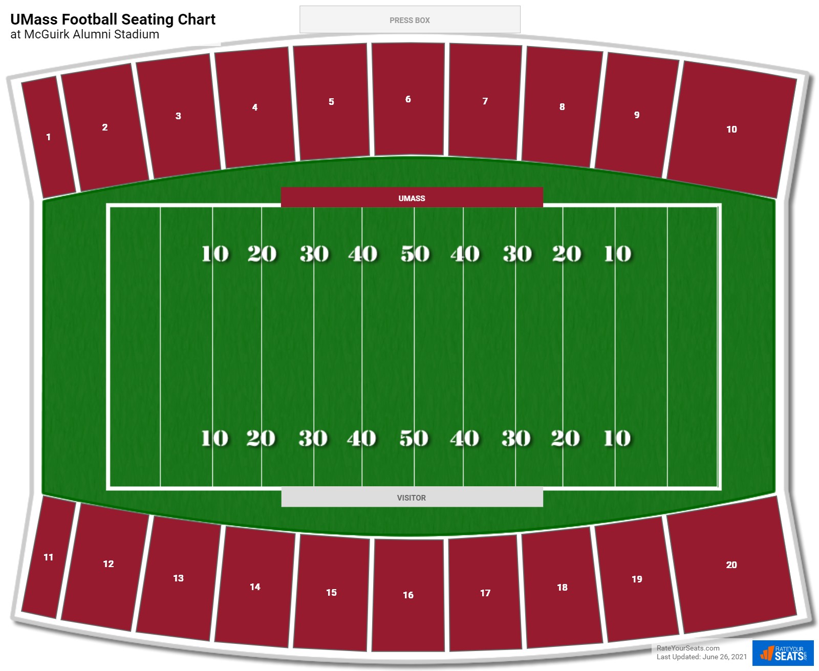 UMass Minutemen Seating Chart at McGuirk Alumni Stadium