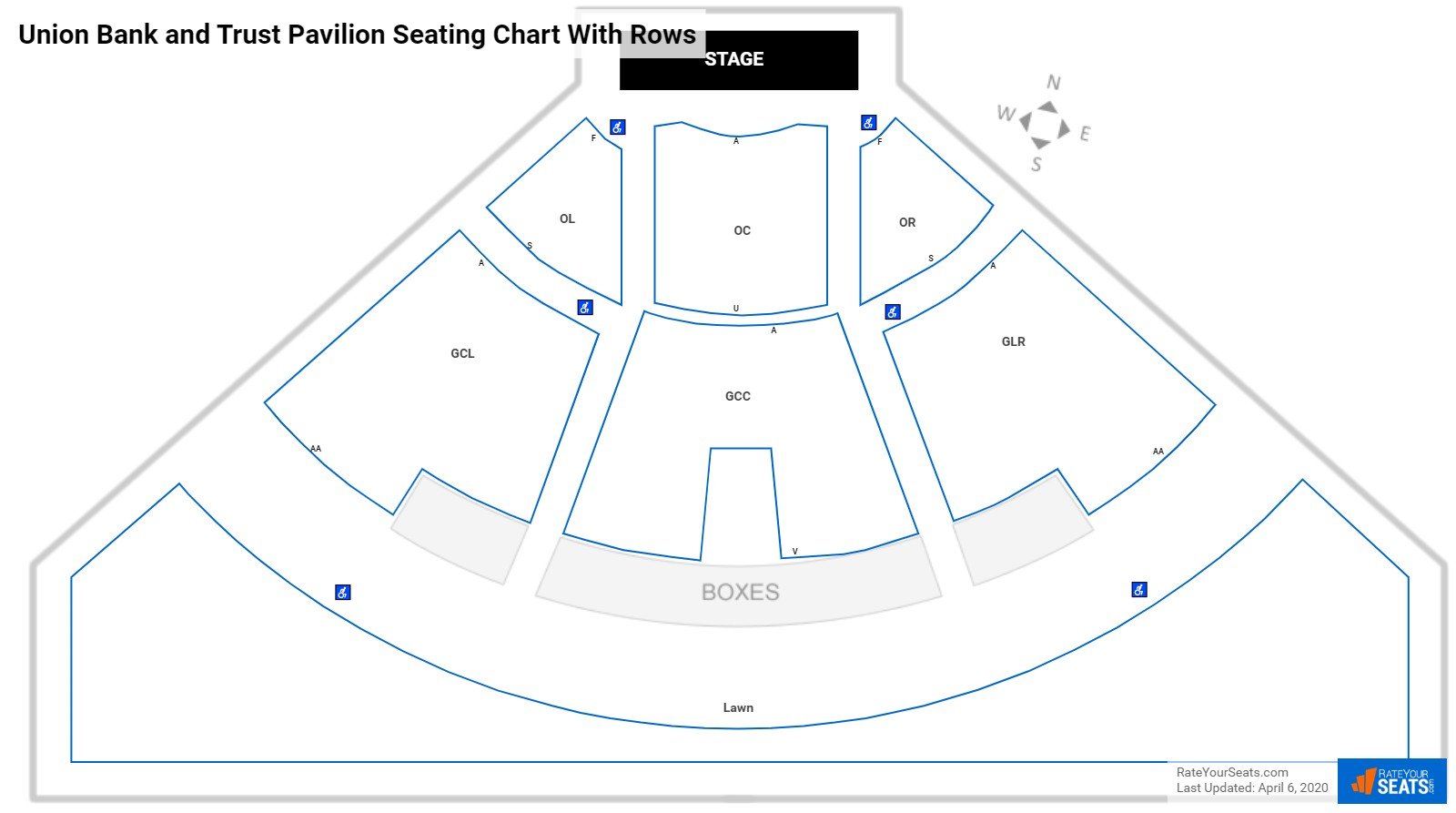 Union Bank and Trust Pavilion seating chart with rows