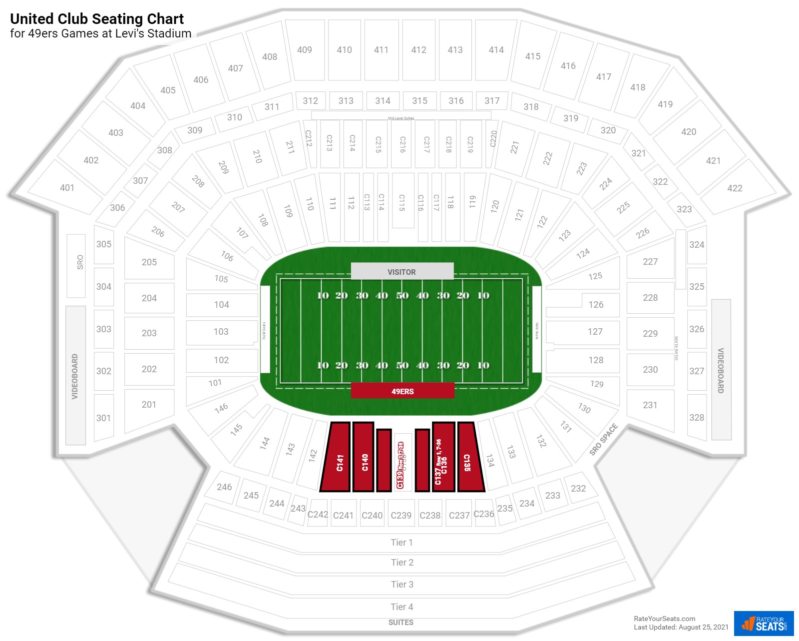 click to enlarge 49ers United Club Seating Chart at Levi