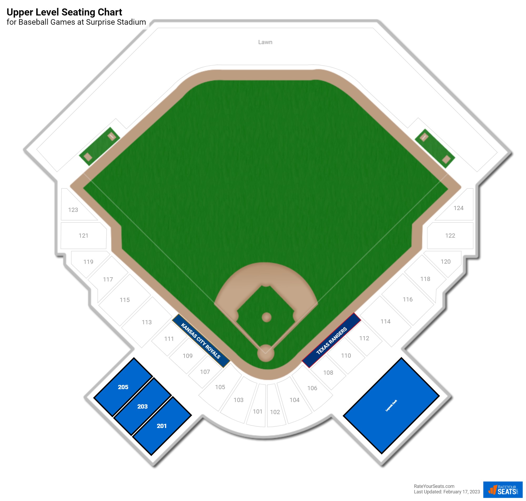 click to enlarge Baseball Upper Level Seating Chart at Surprise Stadium