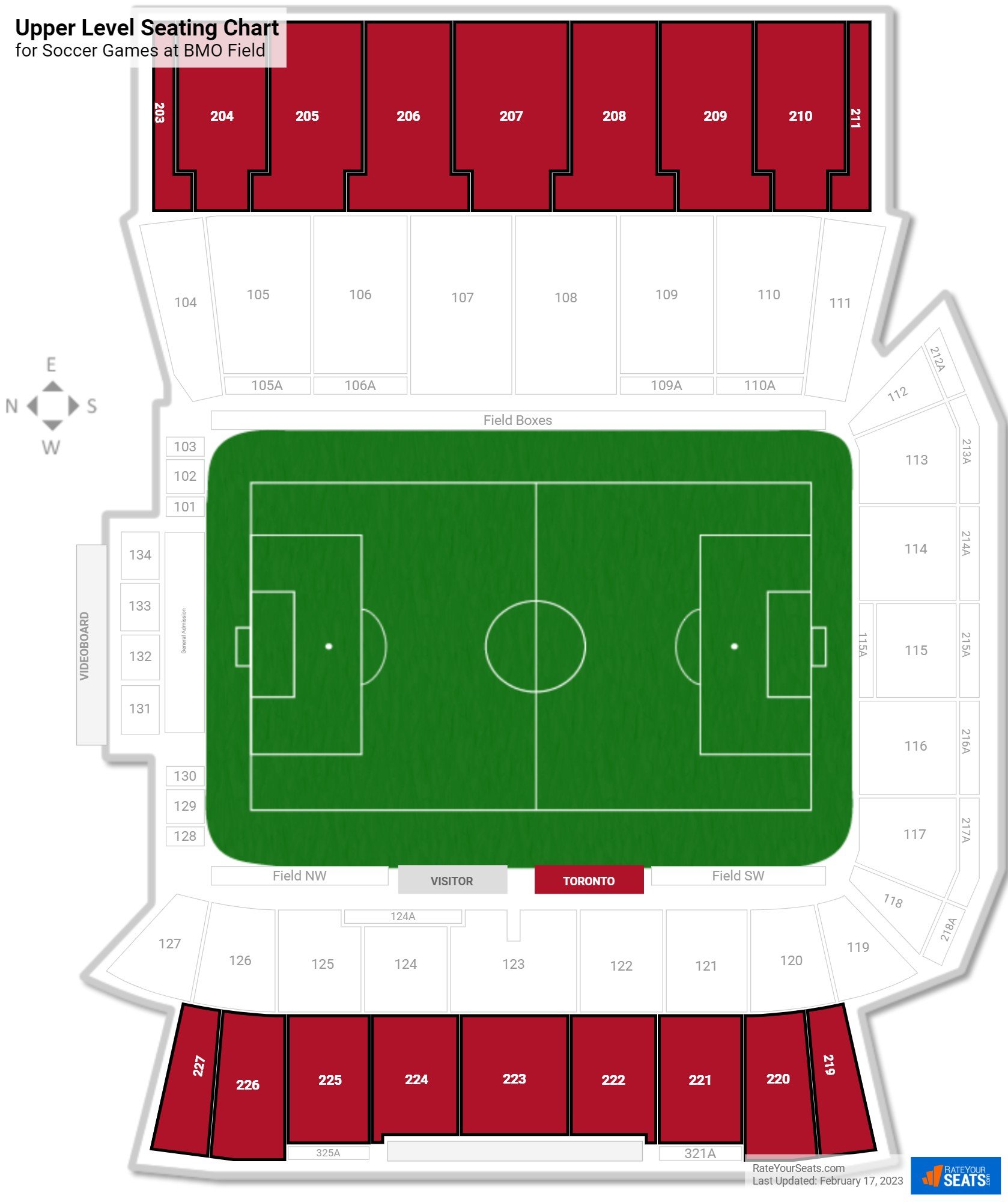 Soccer Upper Level Seating Chart at BMO Field