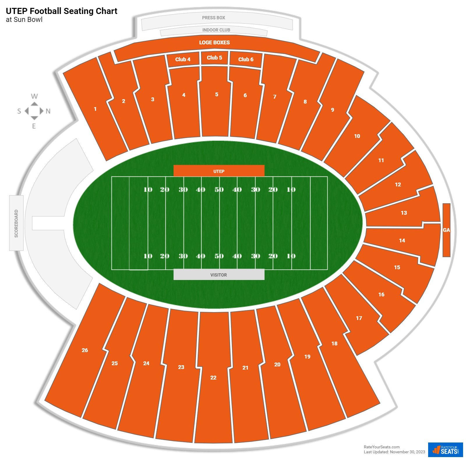 UTEP Miners Seating Chart at Sun Bowl