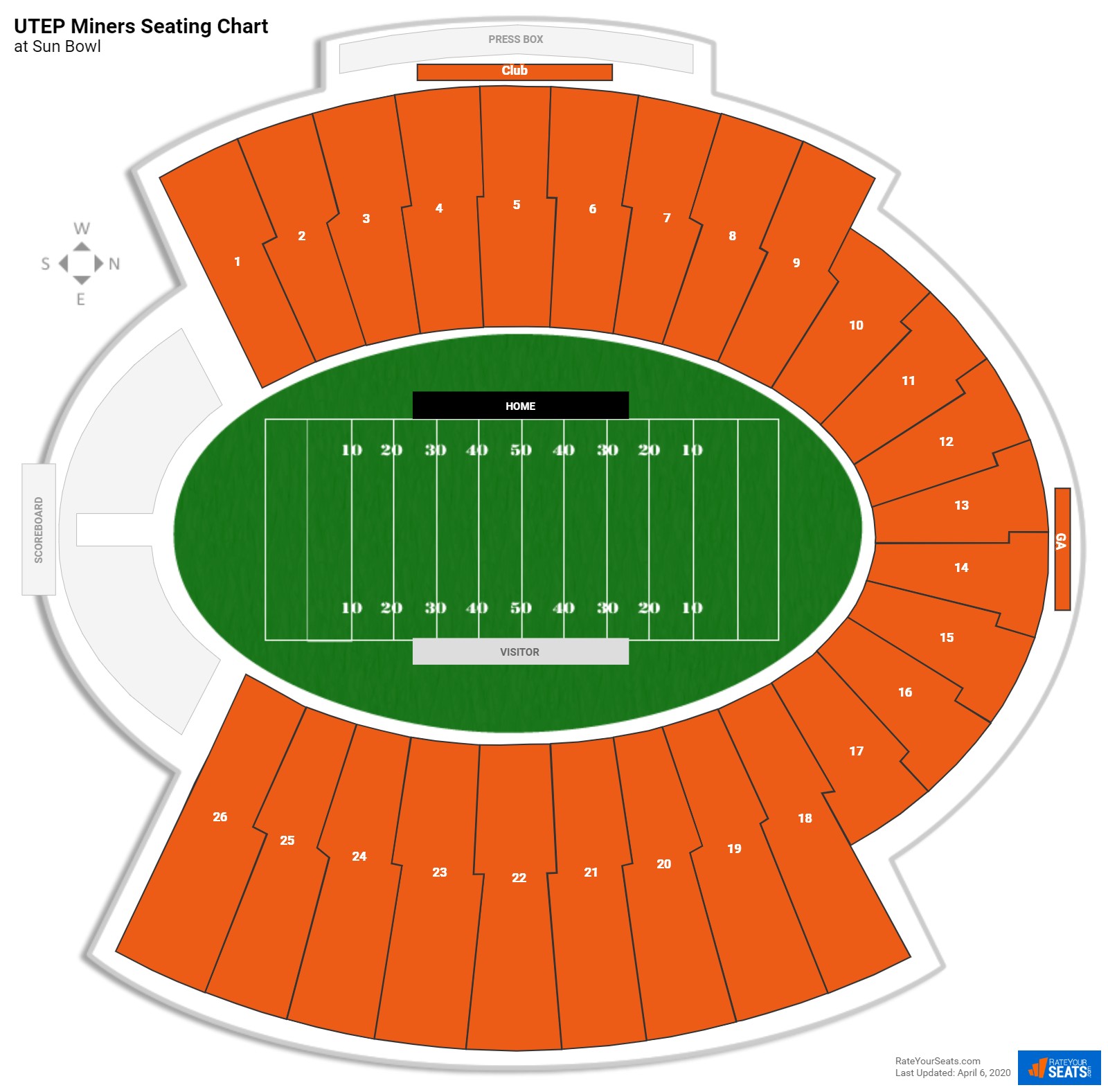 Sun Bowl Stadium El Paso Tx Seating Chart Elcho Table
