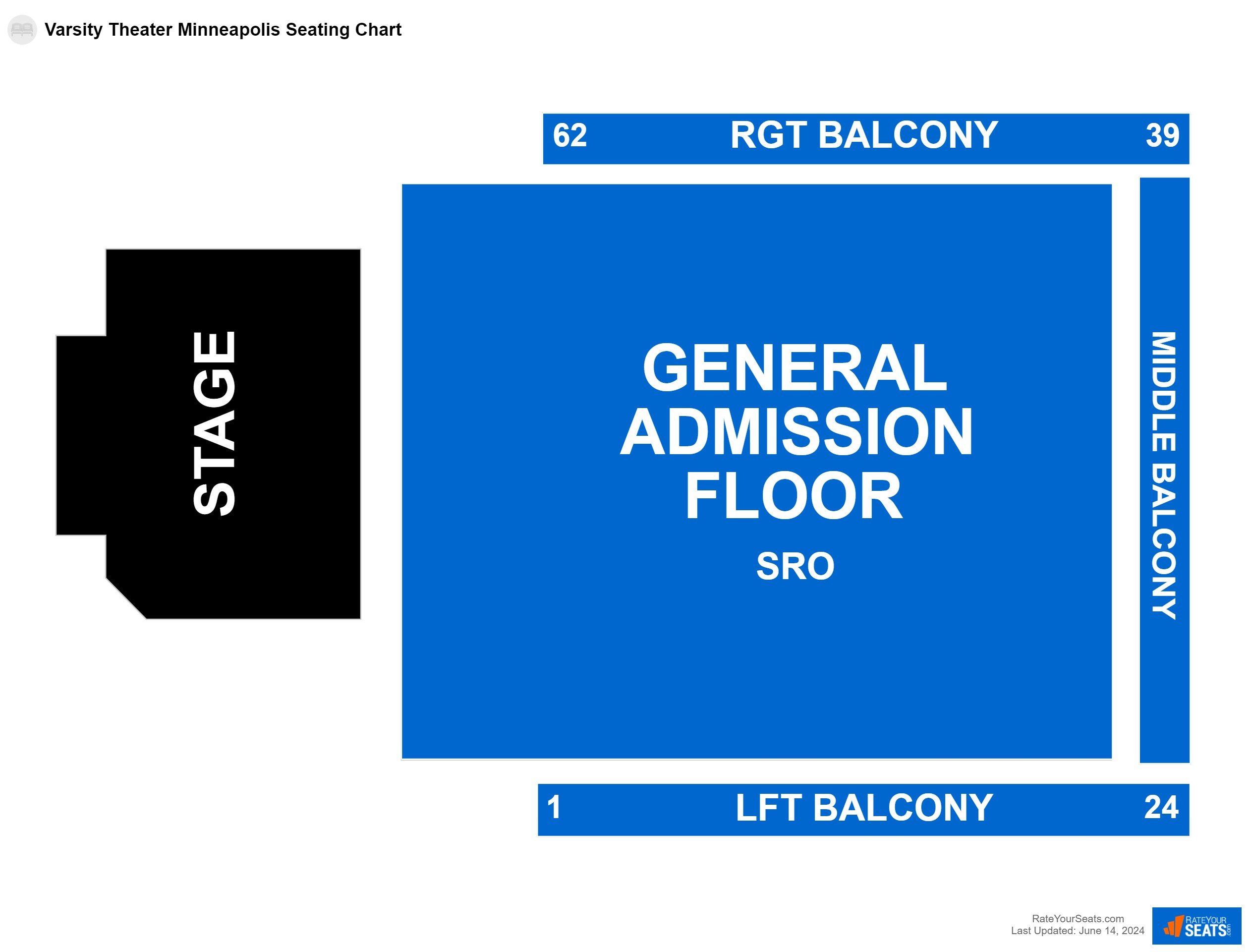 Interactive seating chart Concert seating chart at Varsity Theater Minneapolis