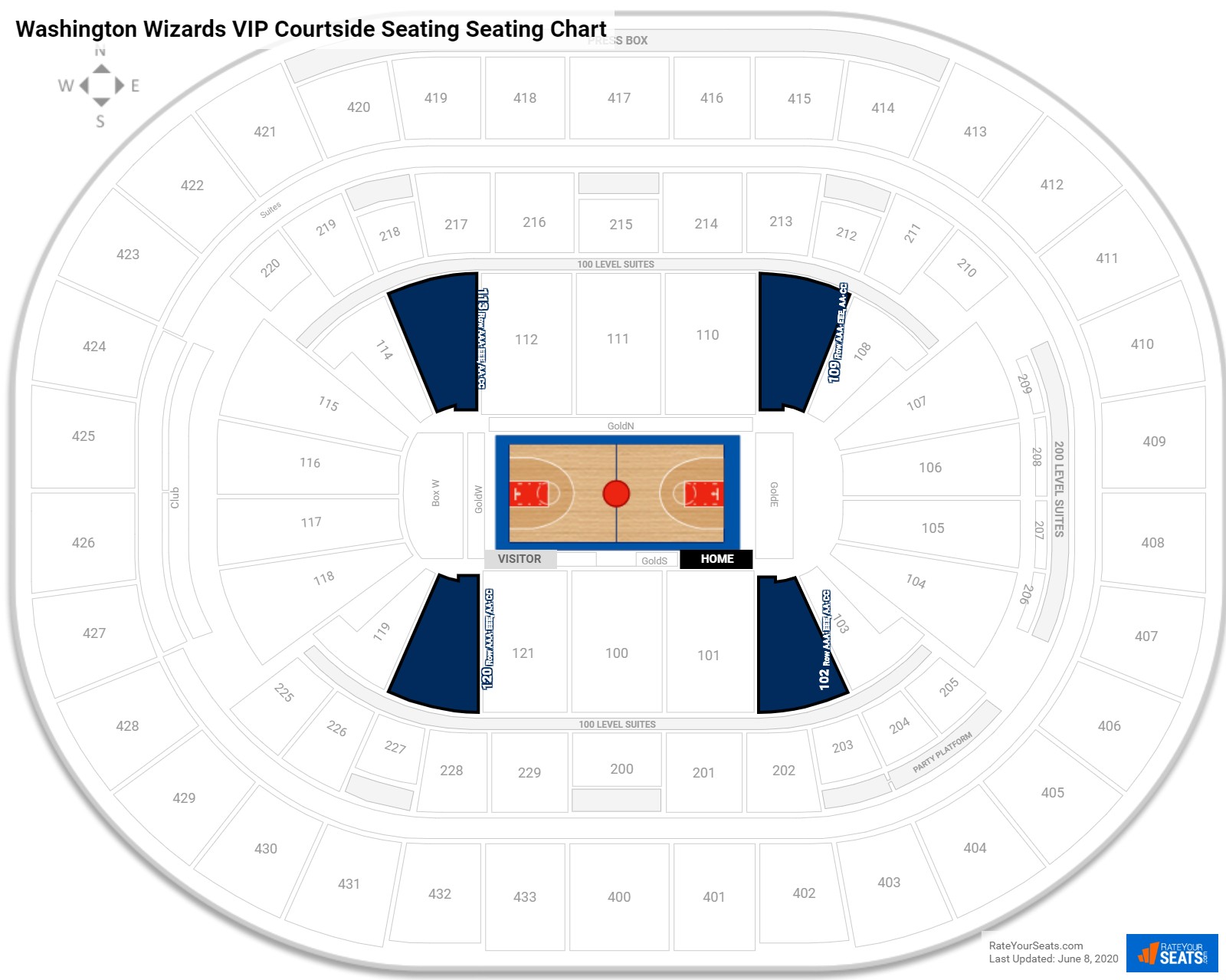 Wizards Seating Chart With Rows