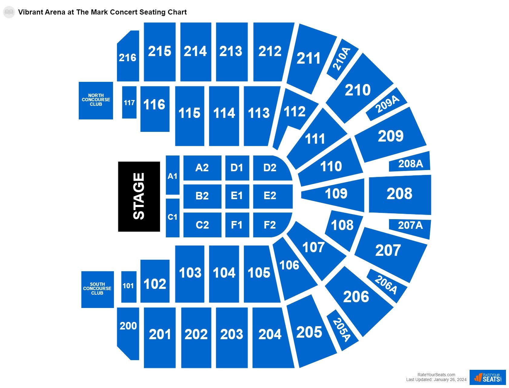 Interactive seating chart Concert seating chart at Vibrant Arena at The Mark