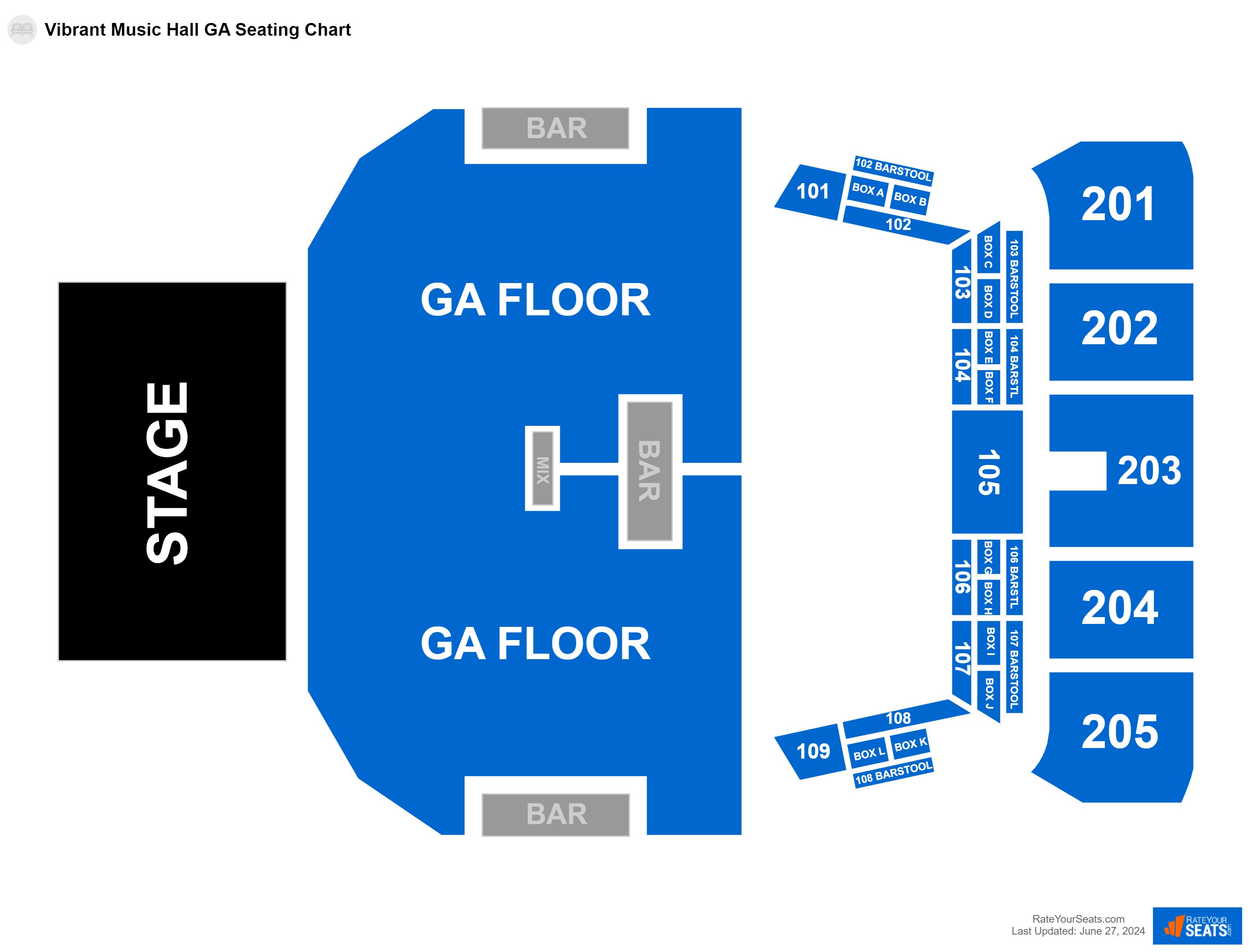 Interactive seating chart Concert seating chart at Vibrant Music Hall