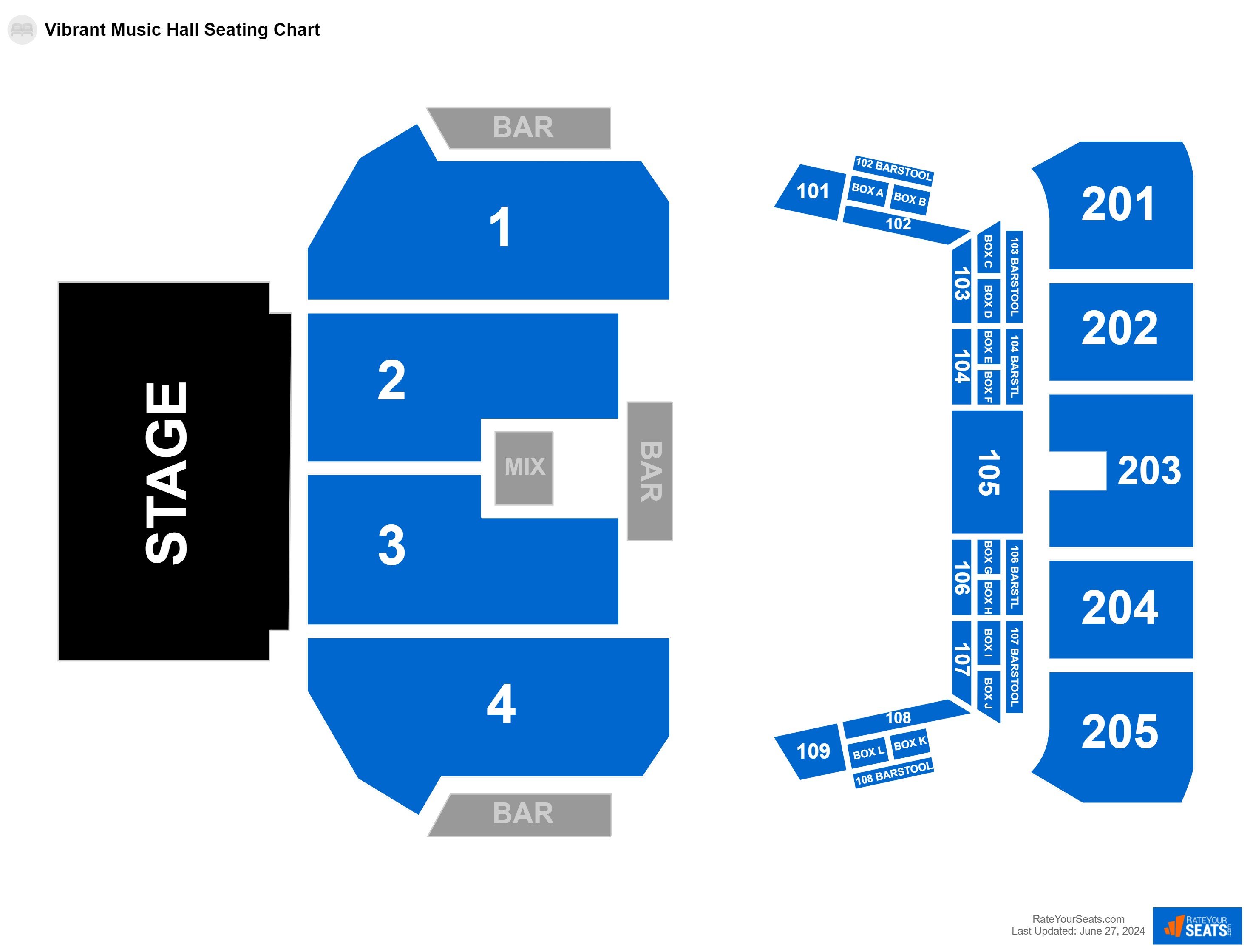 Interactive seating chart Comedy seating chart at Vibrant Music Hall