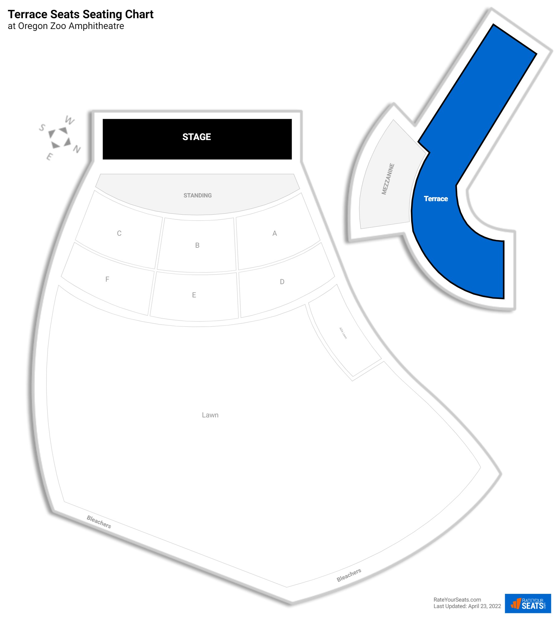 click to enlarge Concert Terrace Seats Seating Chart at Oregon Zoo Amphitheatre