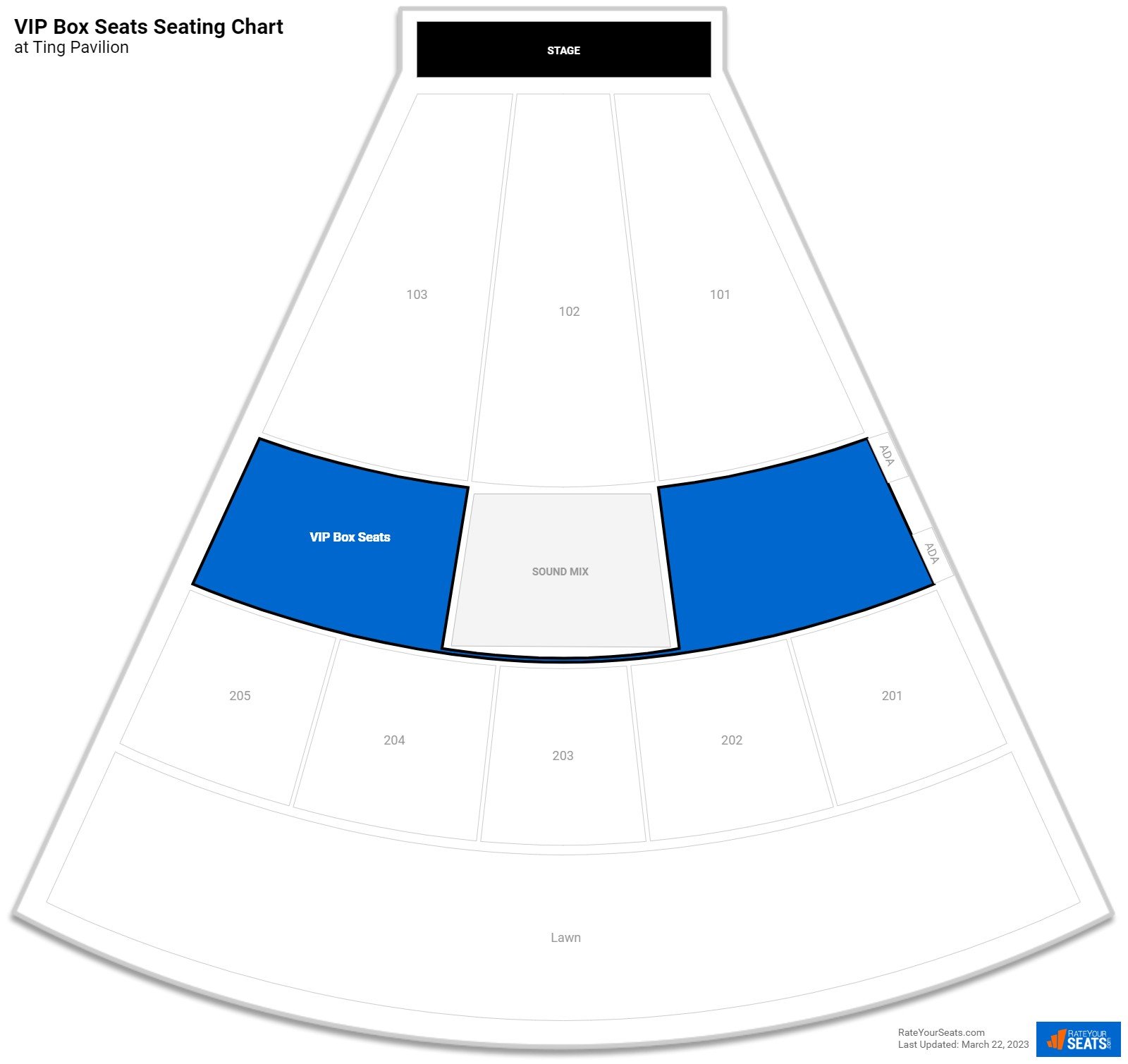 click to enlarge Concert VIP Box Seats Seating Chart at Ting Pavilion