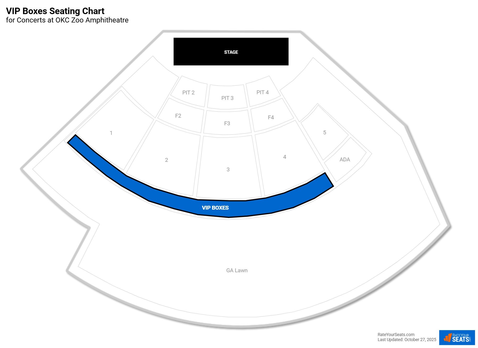 click to enlarge Concert VIP Boxes Seating Chart at OKC Zoo Amphitheatre