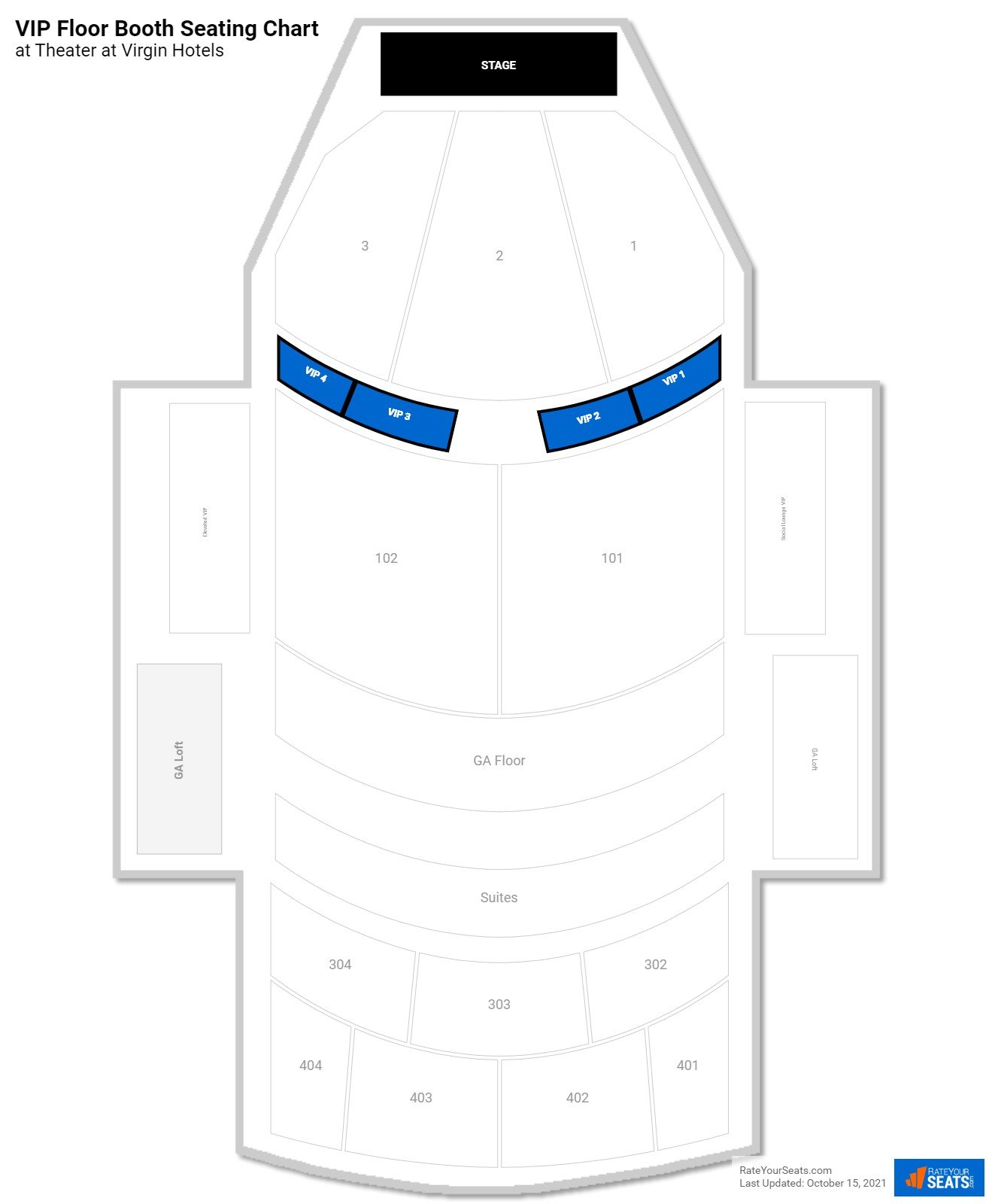 click to enlarge Concert VIP Floor Booth Seating Chart at Theater at Virgin Hotels