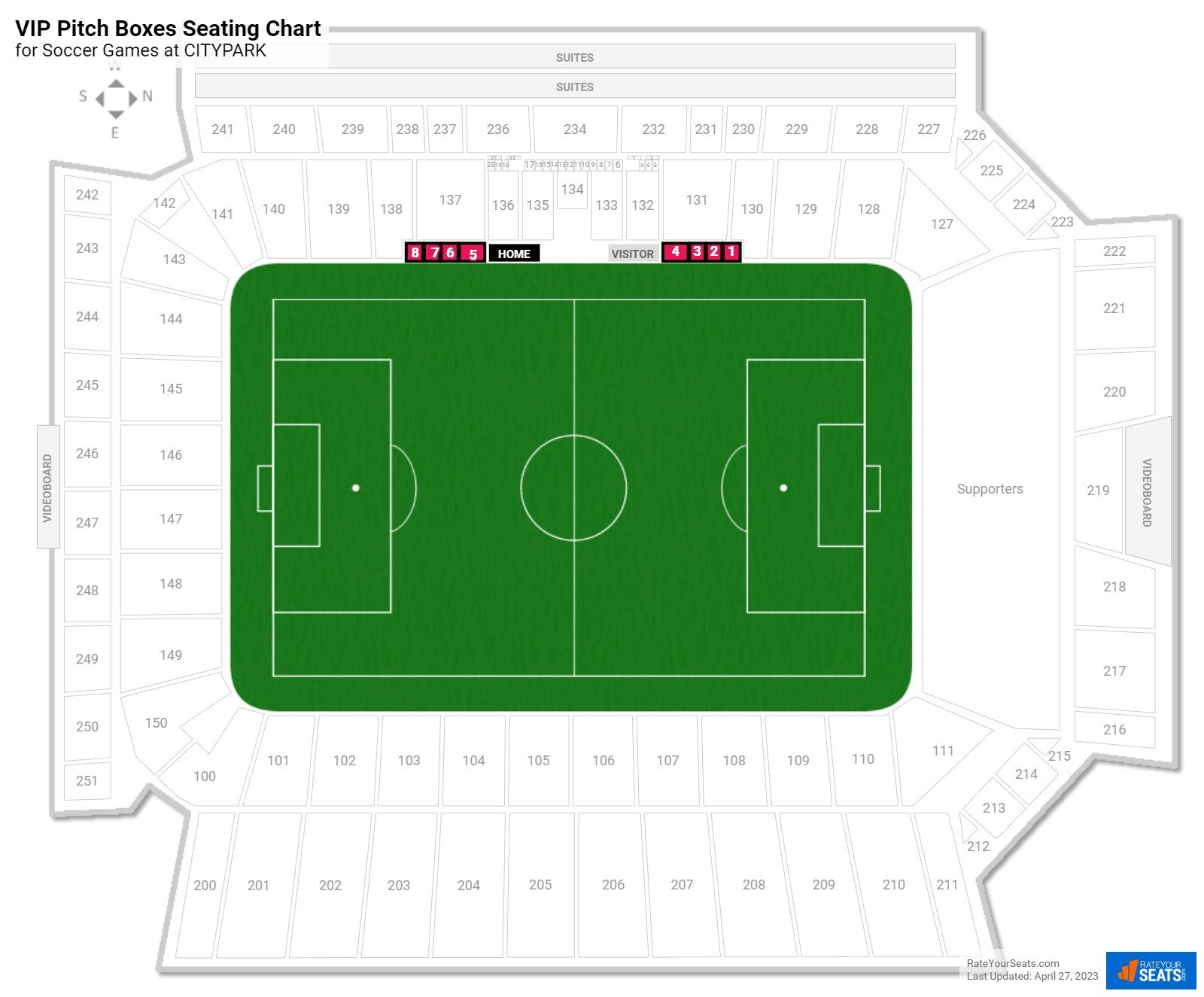 click to enlarge Soccer VIP Pitch Boxes Seating Chart at Energizer Park