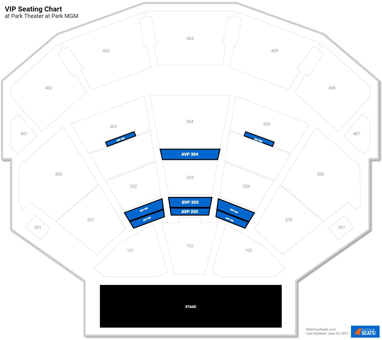 Concert VIP Seating Chart at Dolby Live at Park MGM