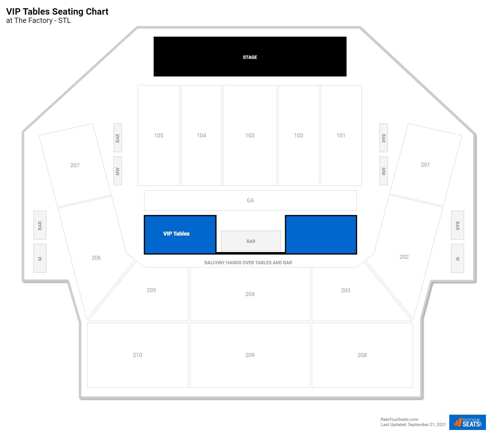 Concert VIP Tables Seating Chart at The Factory - STL