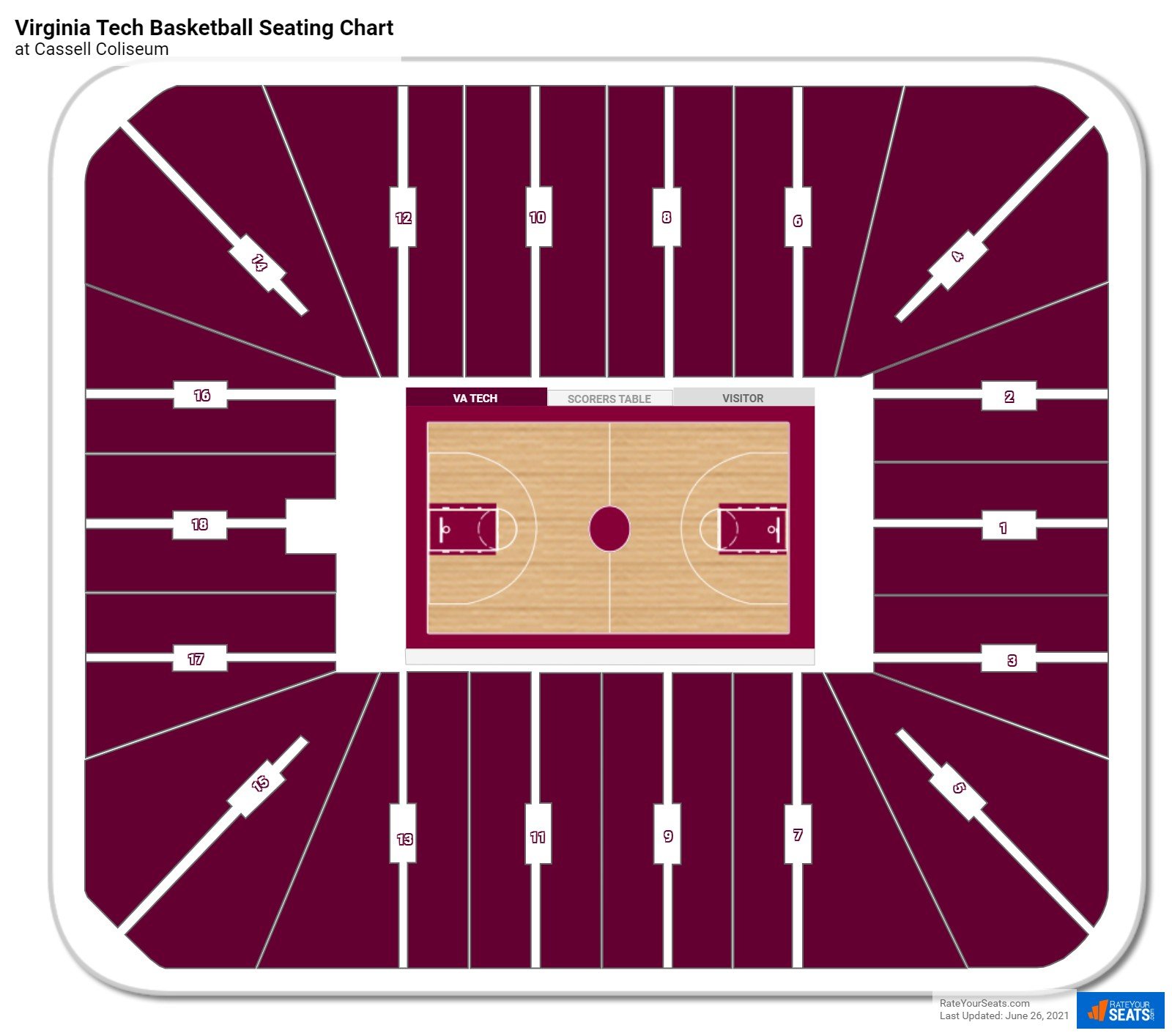 Virginia Tech Hokies Seating Chart at Cassell Coliseum