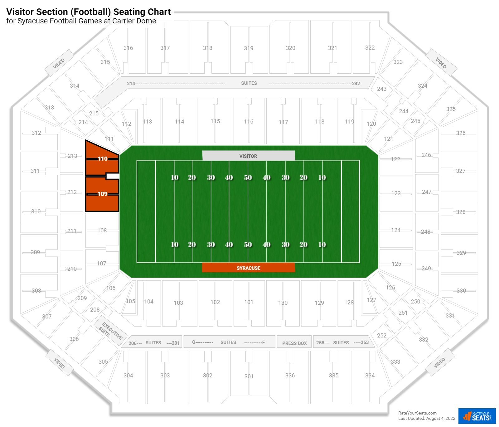 Syracuse Visitor Section (Football) Seating Chart at Carrier Dome