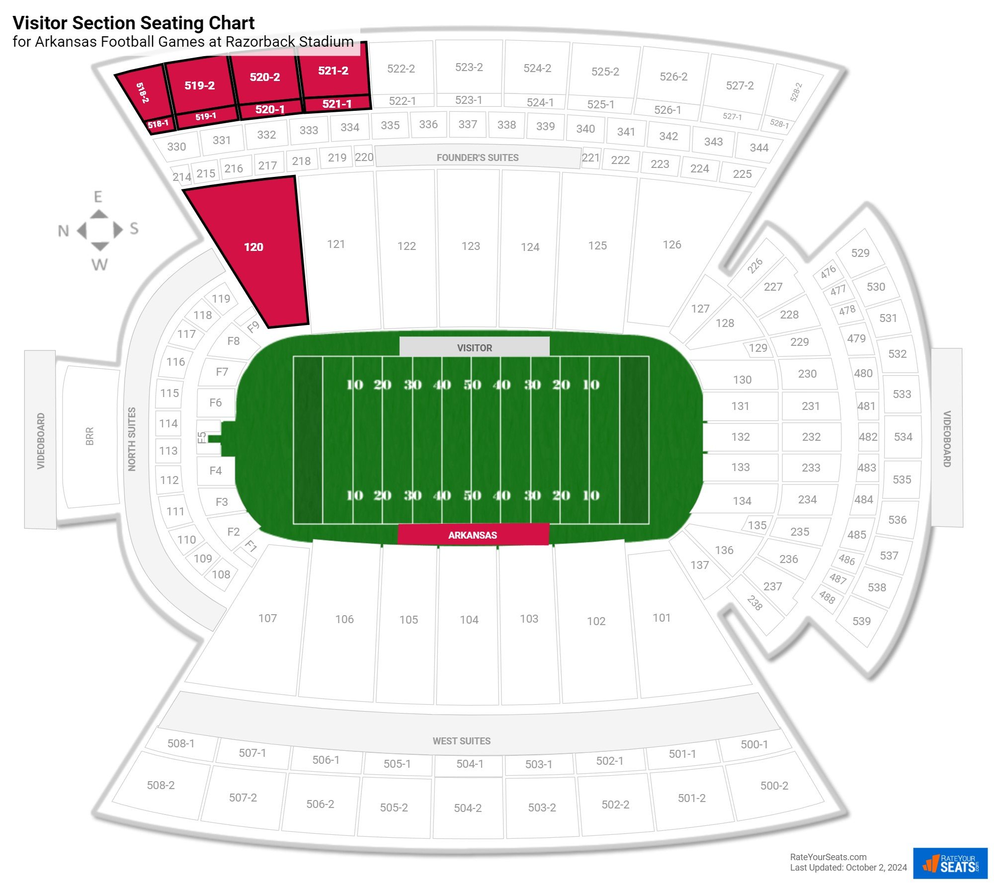 Arkansas Razorback Football Stadium Map