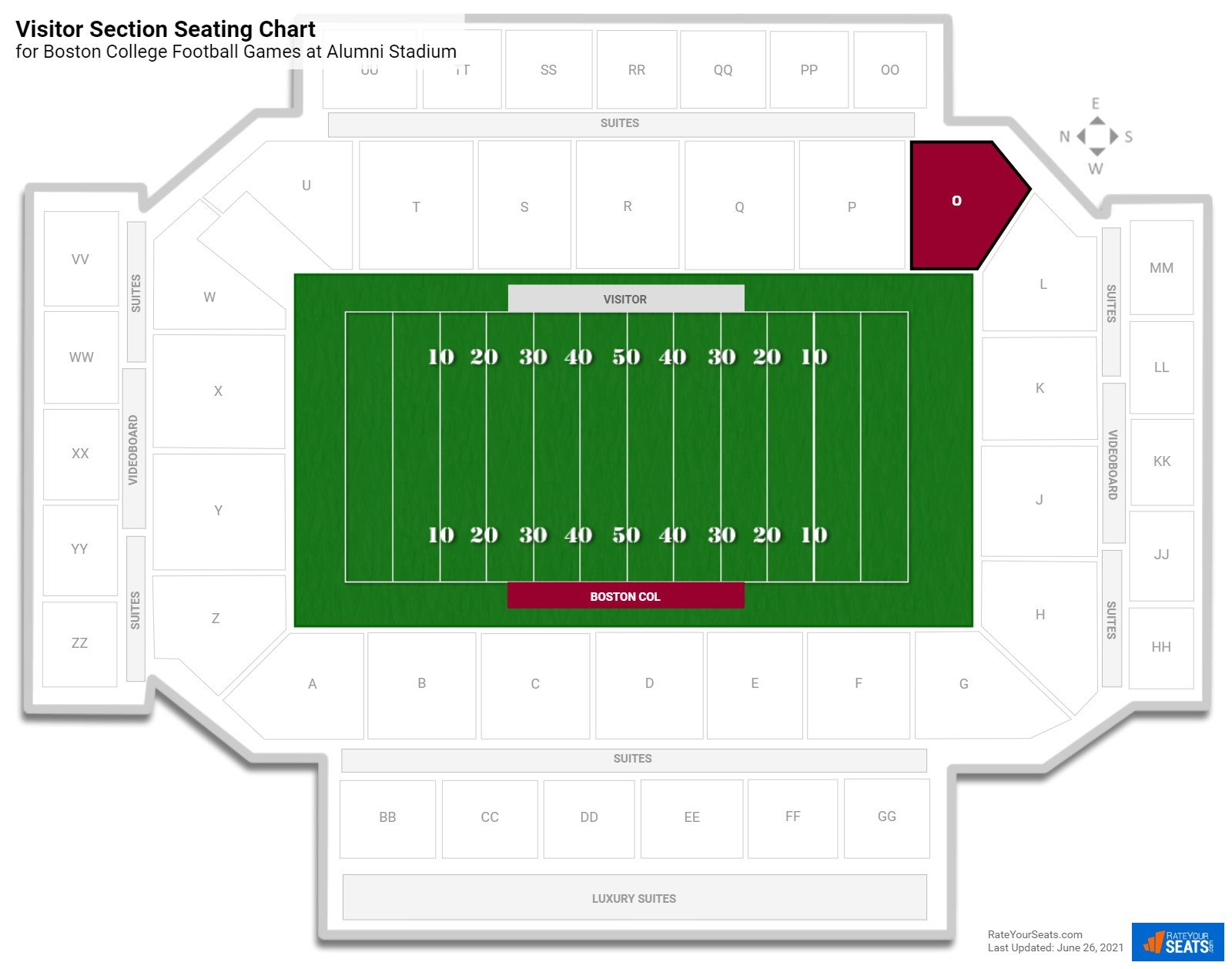 Boston College Visitor Section Seating Chart at Alumni Stadium