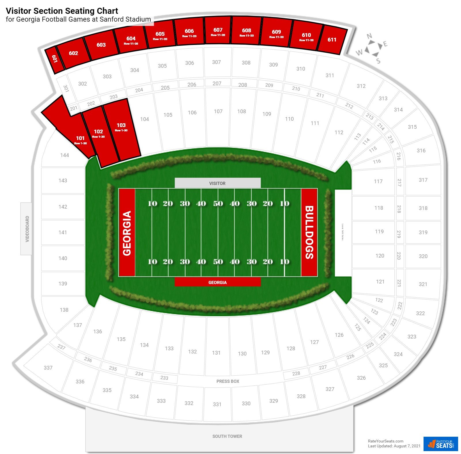 Visitor Section At Sanford Stadium Rateyourseats Com