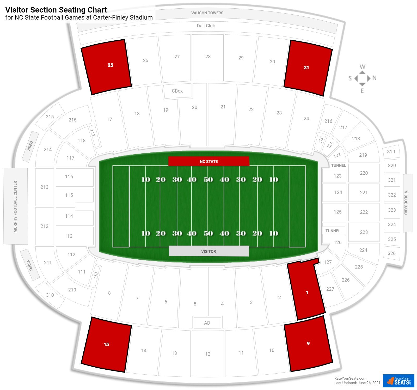NC State Visitor Section Seating Chart at Carter-Finley Stadium