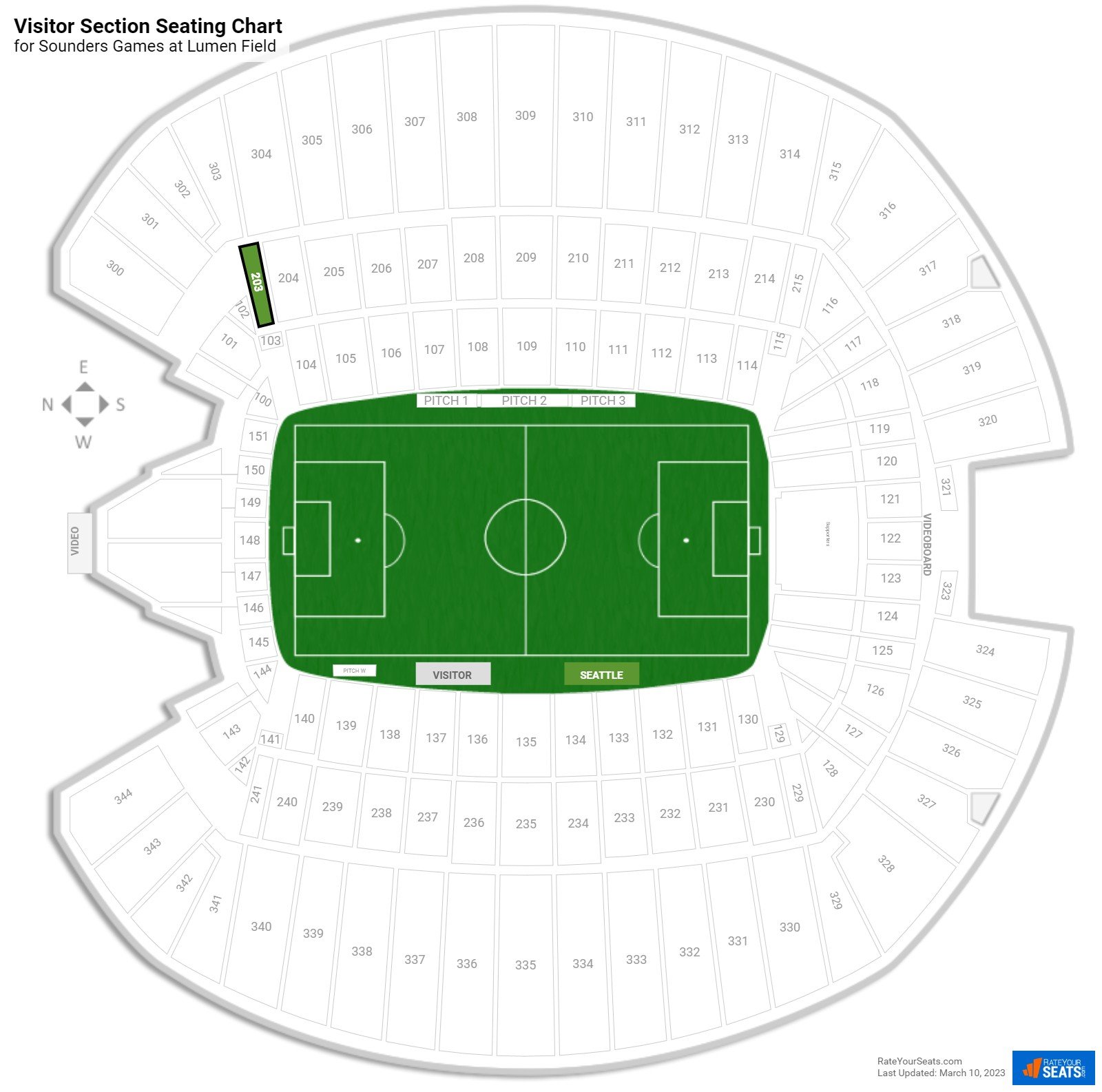 Sounders Visitor Section Seating Chart at Lumen Field