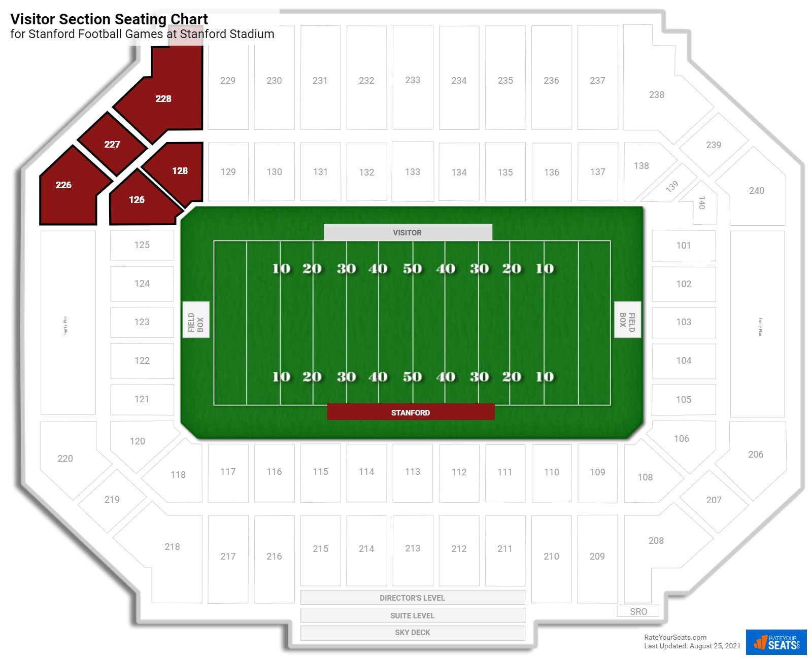 Stanford Visitor Section Seating Chart at Stanford Stadium