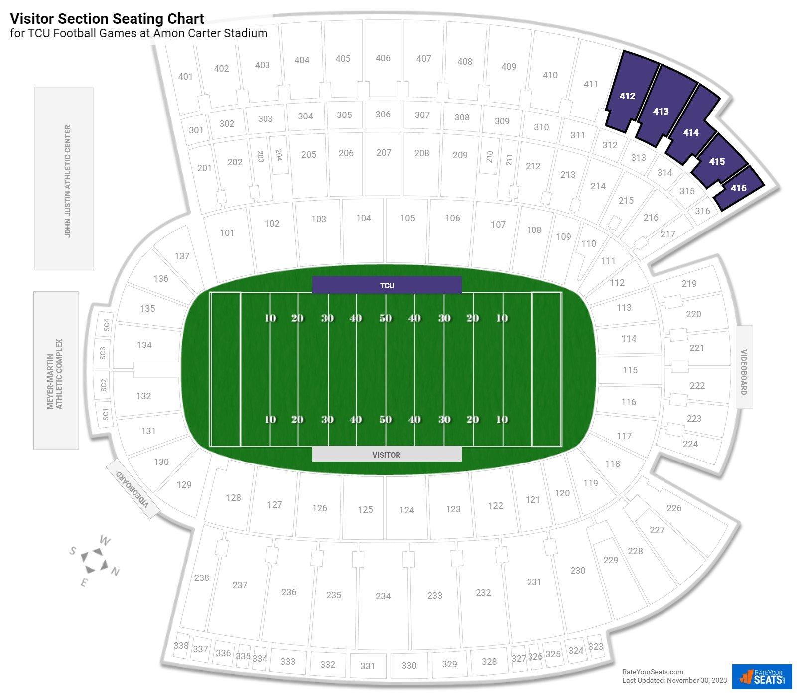 Visitor Section at Amon Carter Stadium - RateYourSeats.com