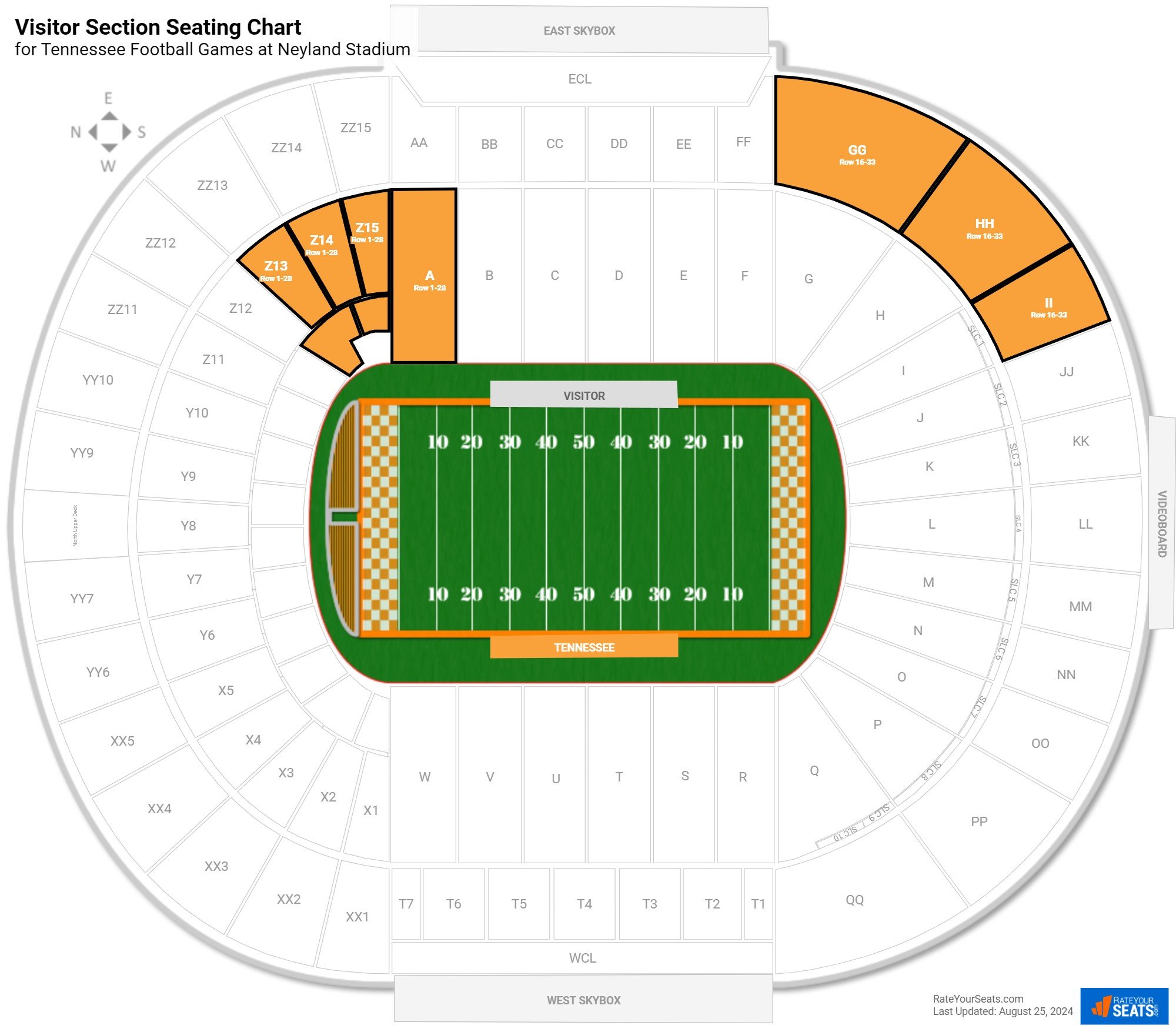 Visitor Section At Neyland Stadium