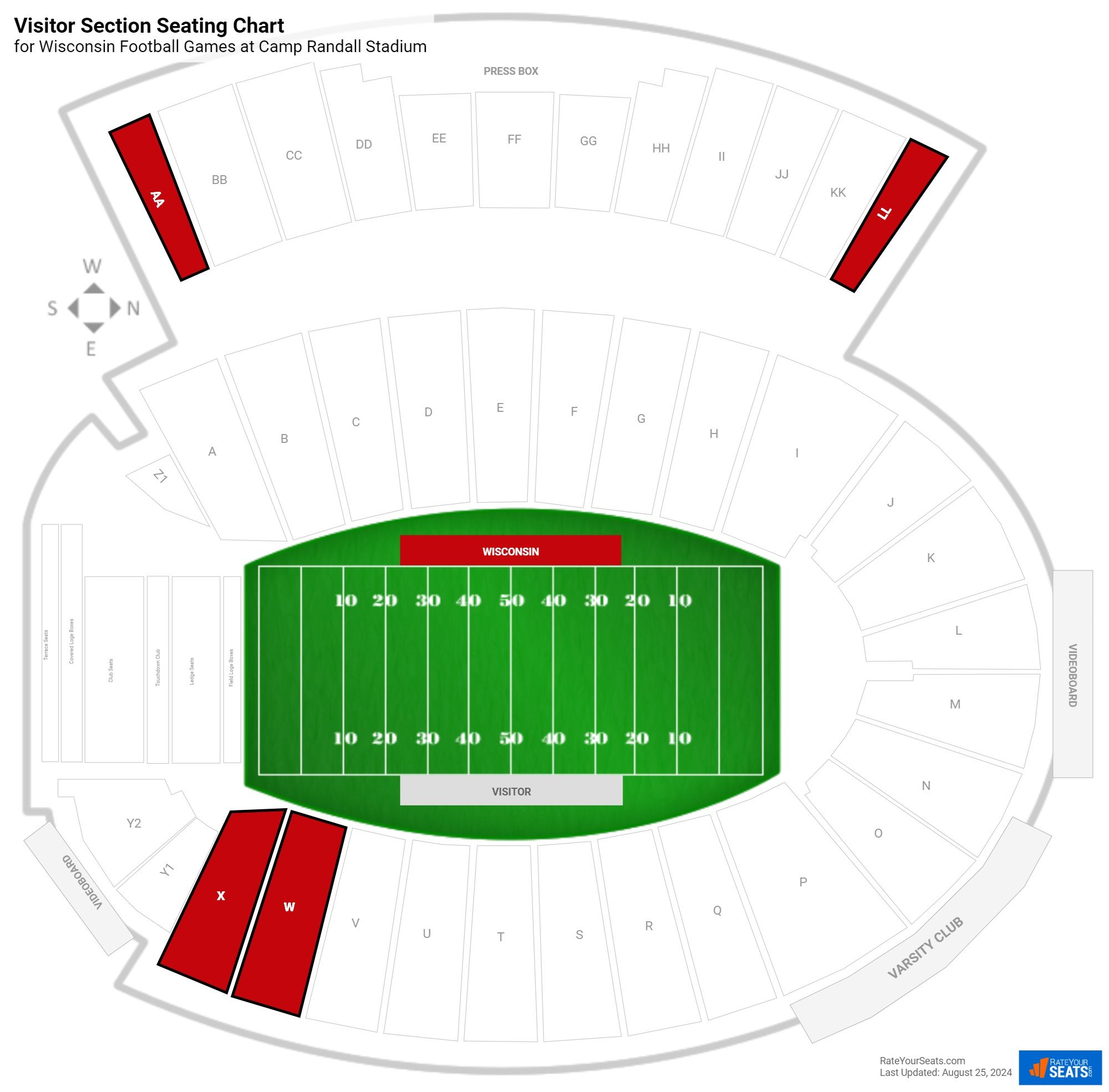 Seating Chart Camp Randall Stadium Wi