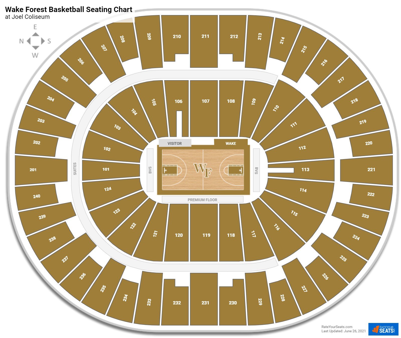 Wake Forest Demon Deacons Seating Chart at Joel Coliseum