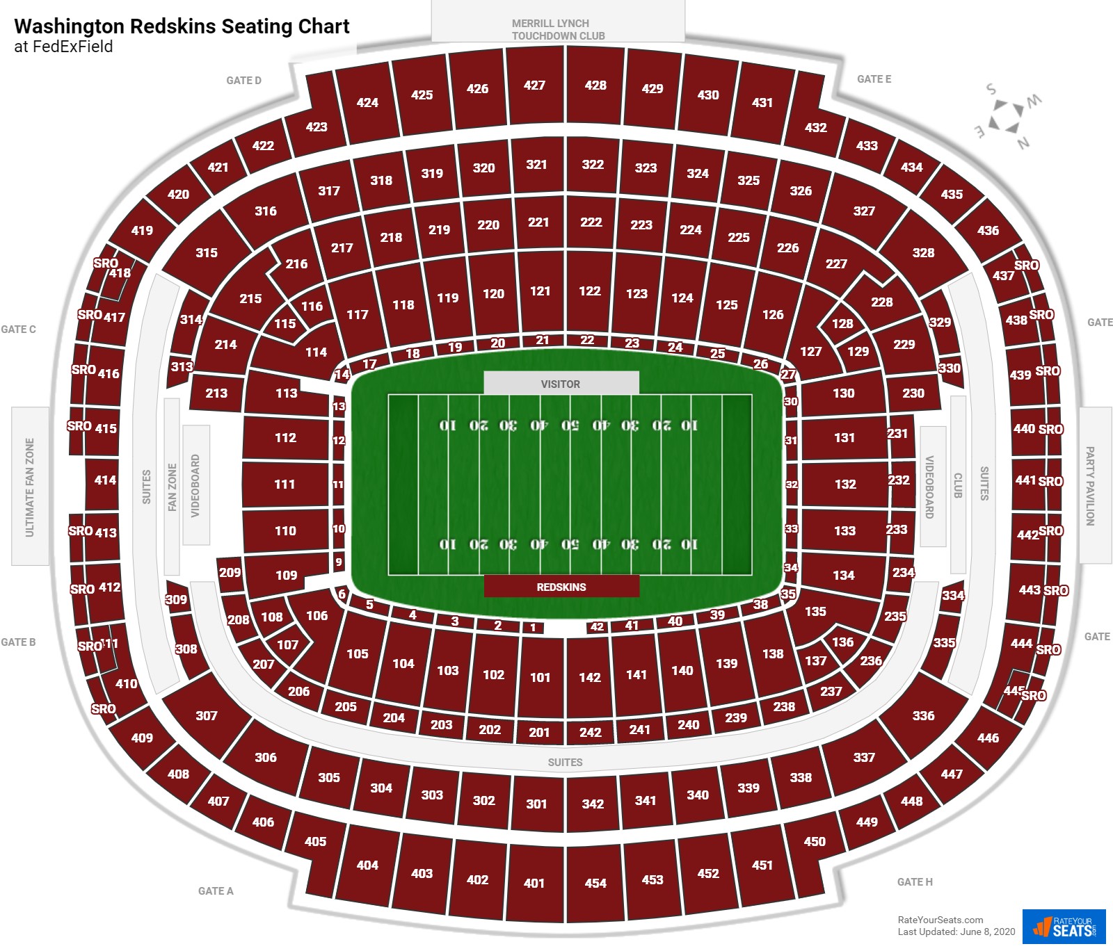 Fedex Field Seating Chart With Seat Numbers Elcho Table