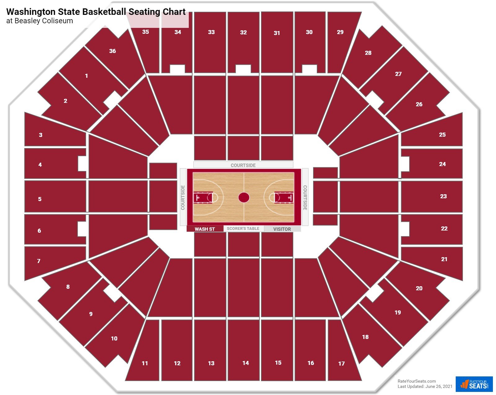 Washington State Cougars Seating Chart at Beasley Coliseum