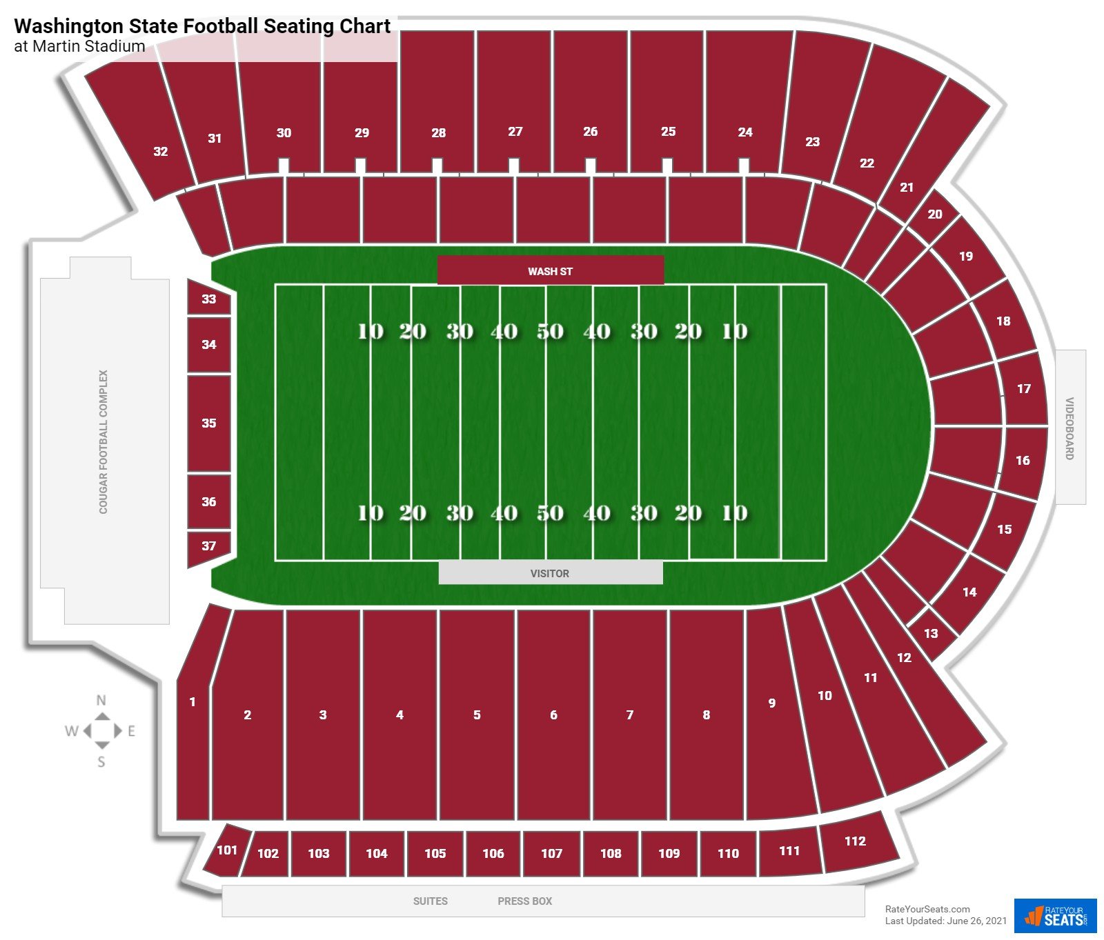 Washington State Cougars Seating Chart at Martin Stadium