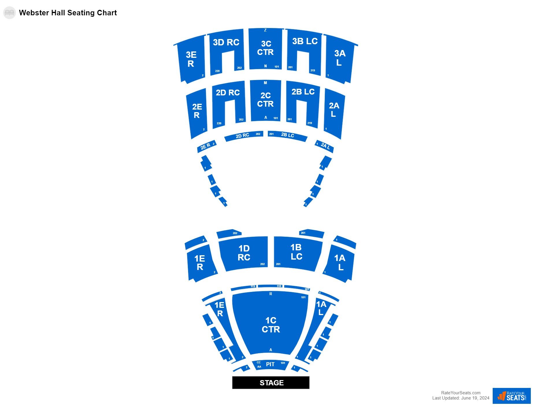 Interactive seating chart Concert seating chart at Webster Hall