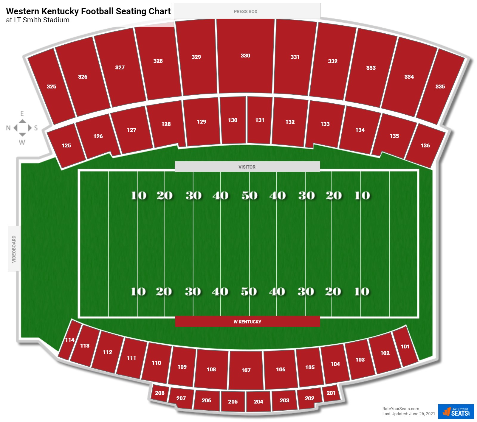 Western Kentucky Hilltoppers Seating Chart at LT Smith Stadium