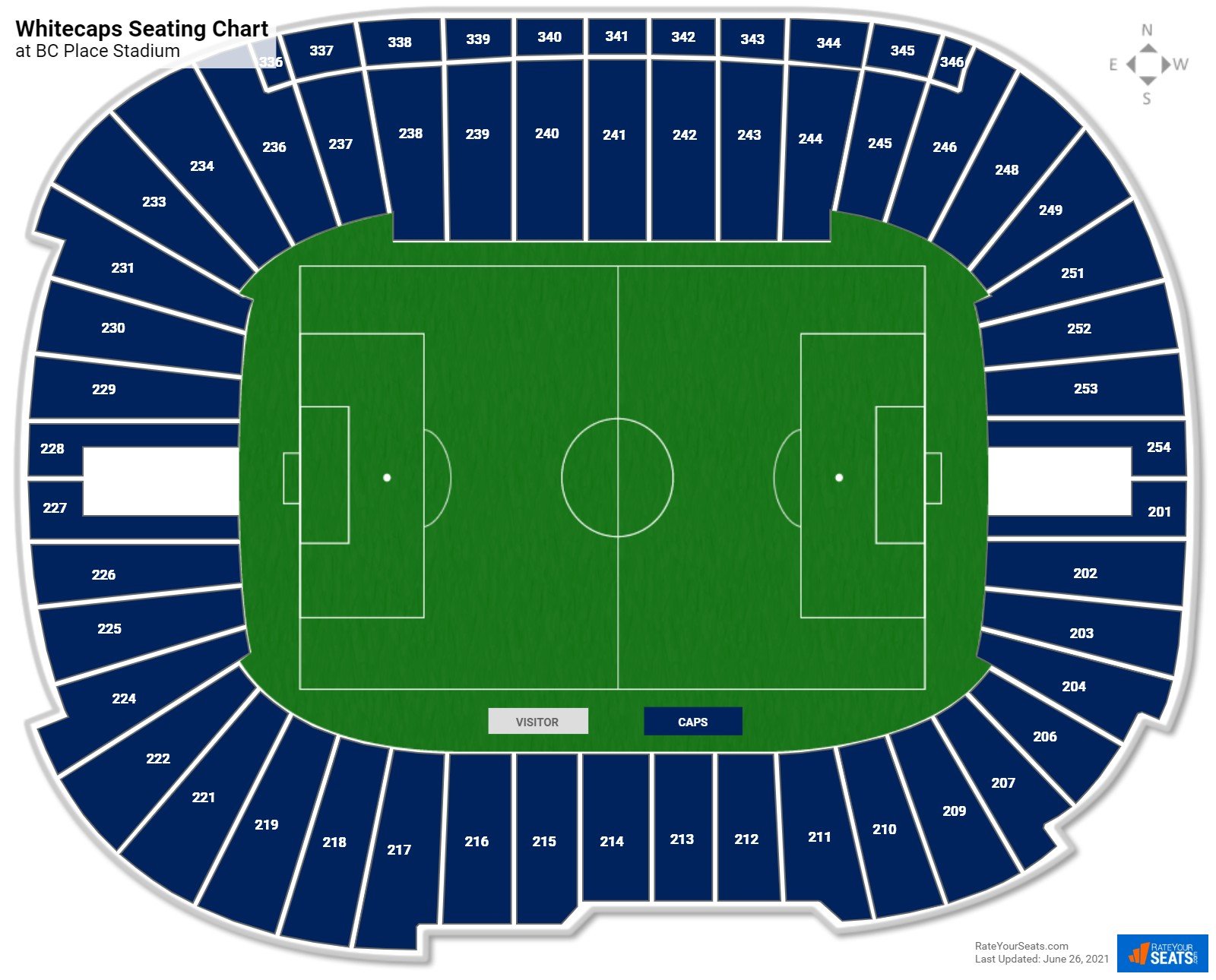Vancouver Whitecaps FC Seating Chart at BC Place Stadium.