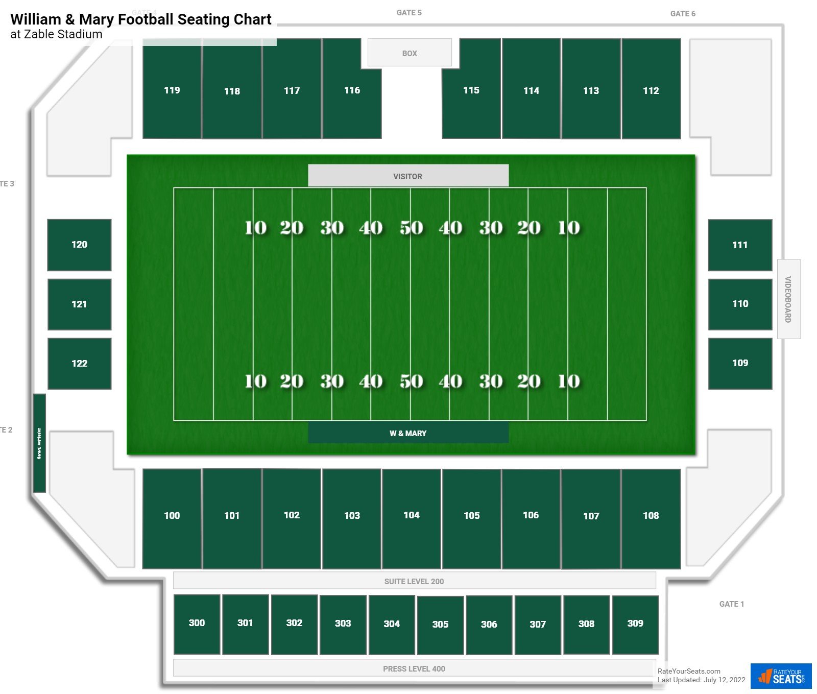 William & Mary Tribe Seating Chart at Zable Stadium