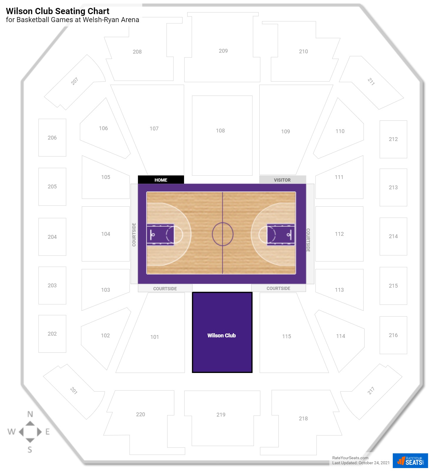 click to enlarge Basketball Wilson Club Seating Chart at Welsh-Ryan Arena