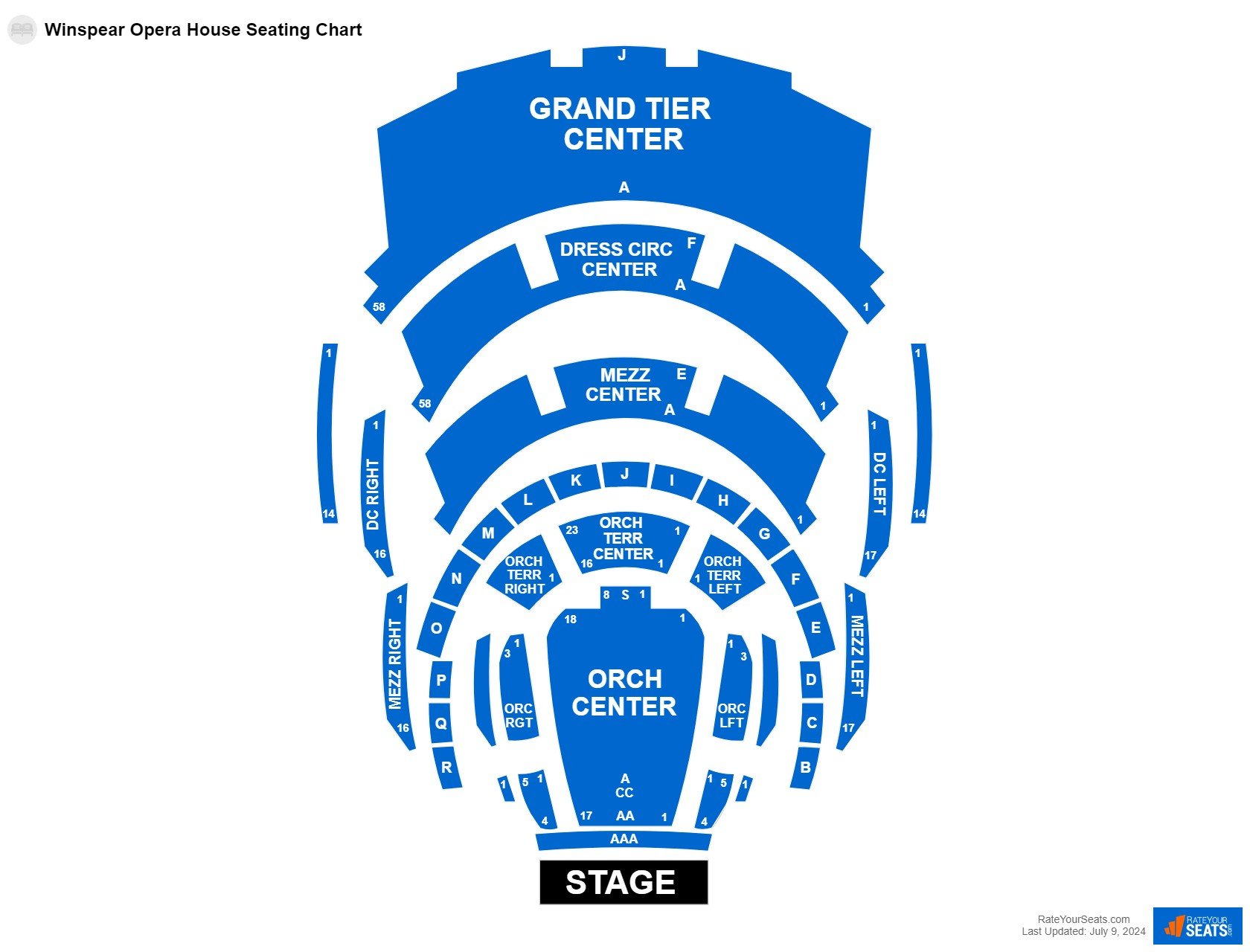 Interactive seating chart Comedy seating chart at Winspear Opera House