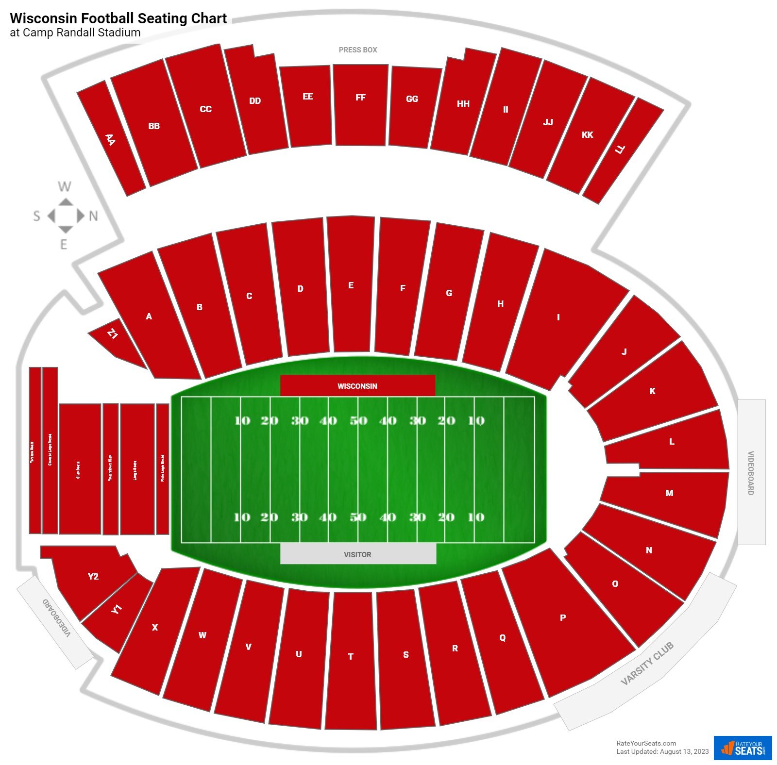 Seating Chart Camp Randall Stadium Wi