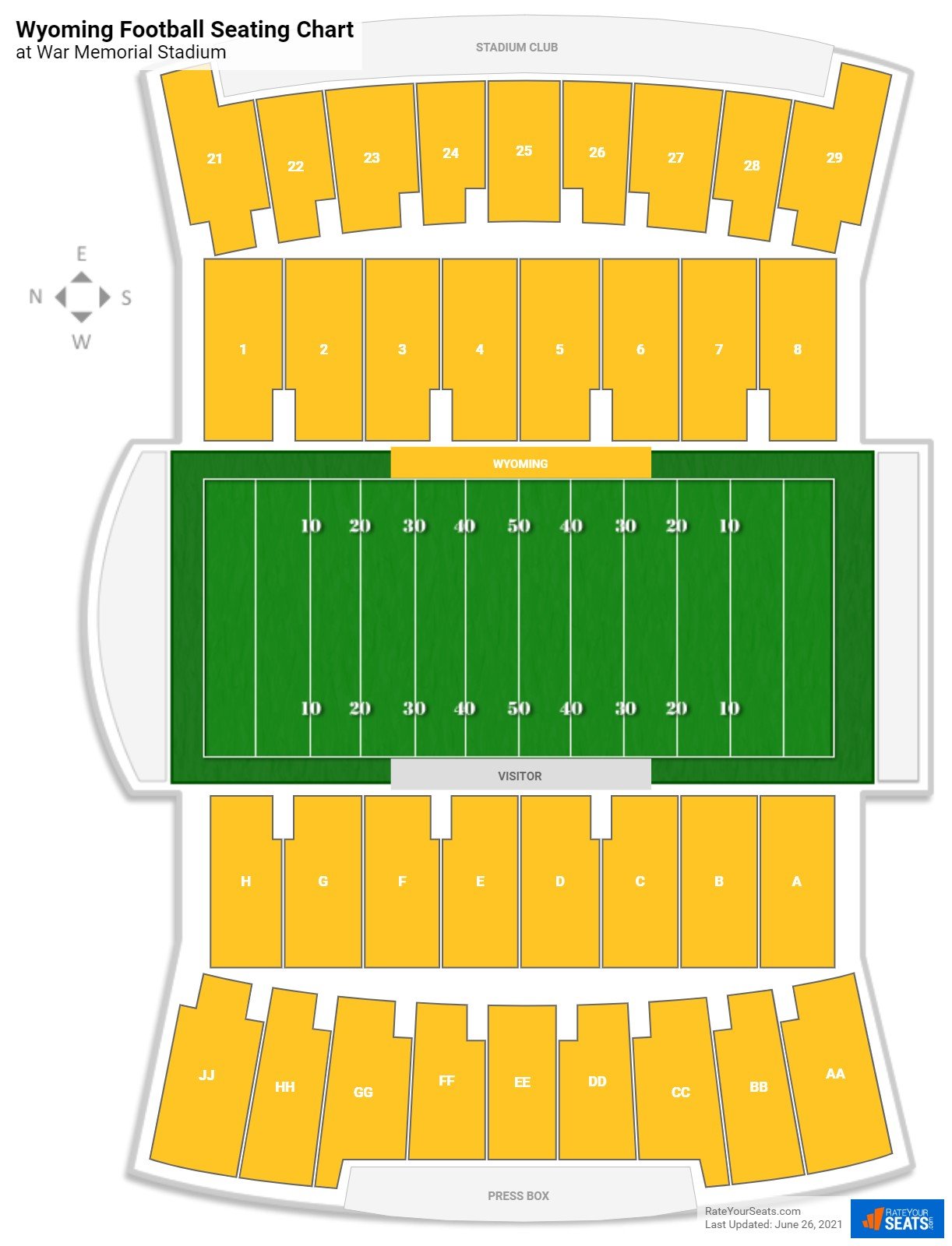 Wyoming Cowboys Seating Chart at War Memorial Stadium